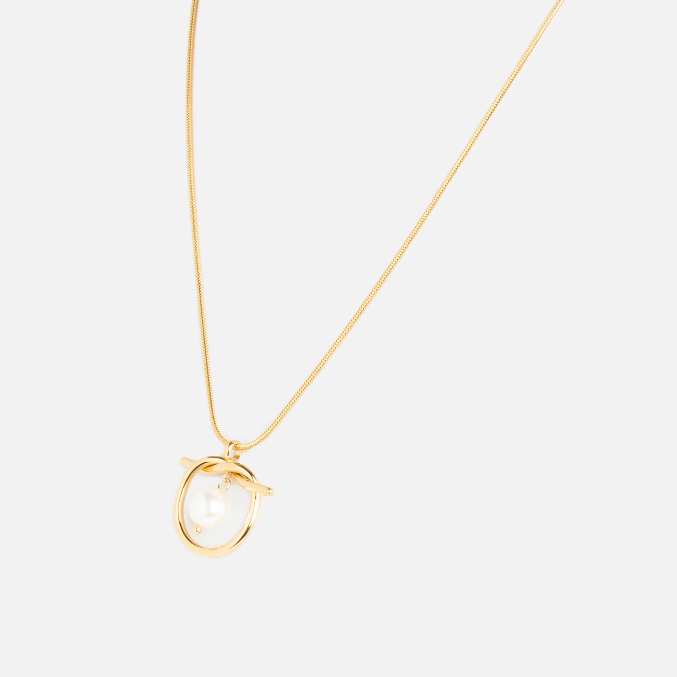 Collier noeud doré et perle en acier inoxydable - Image 2