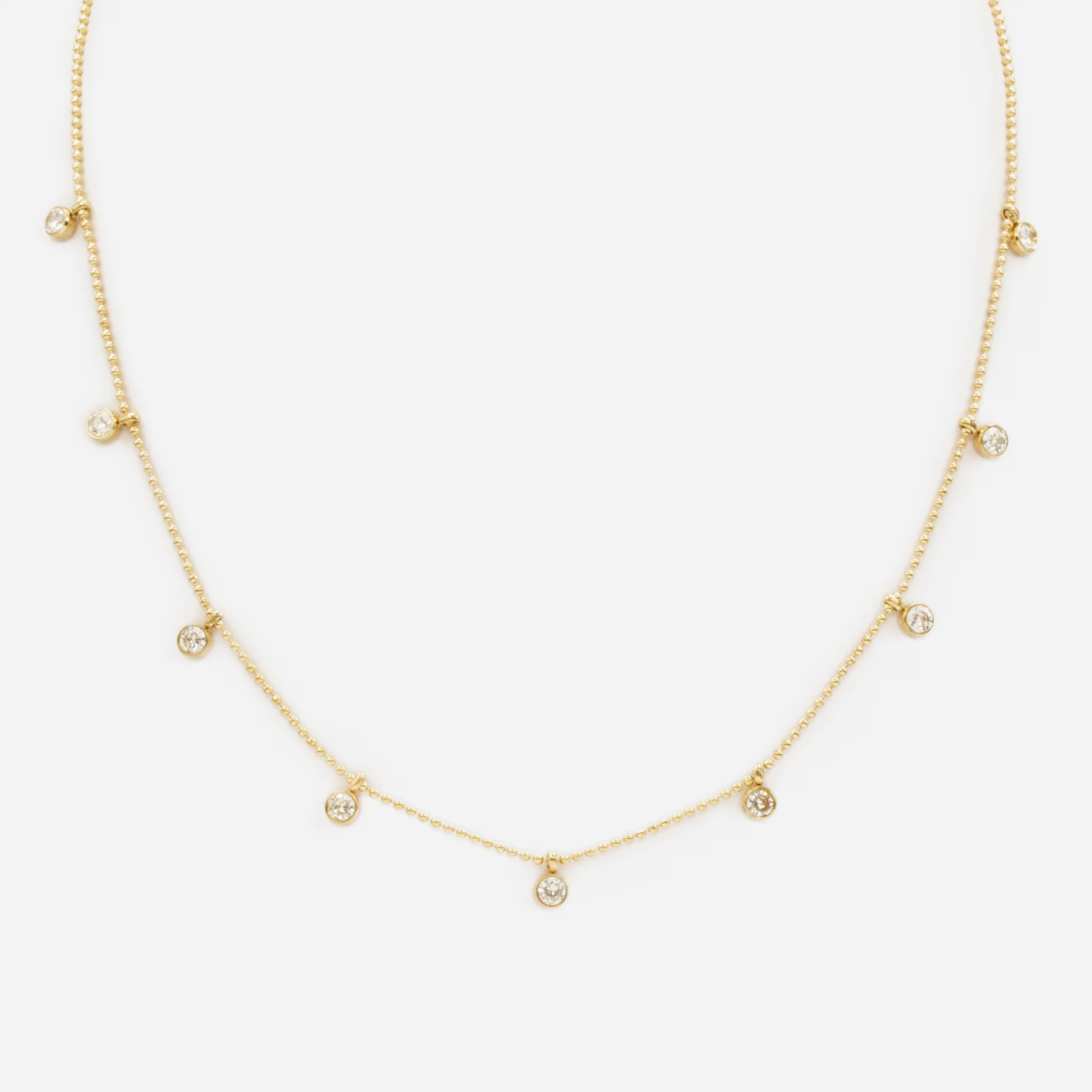 Collier doré avec breloques de zircons cubiques en acier inoxydable