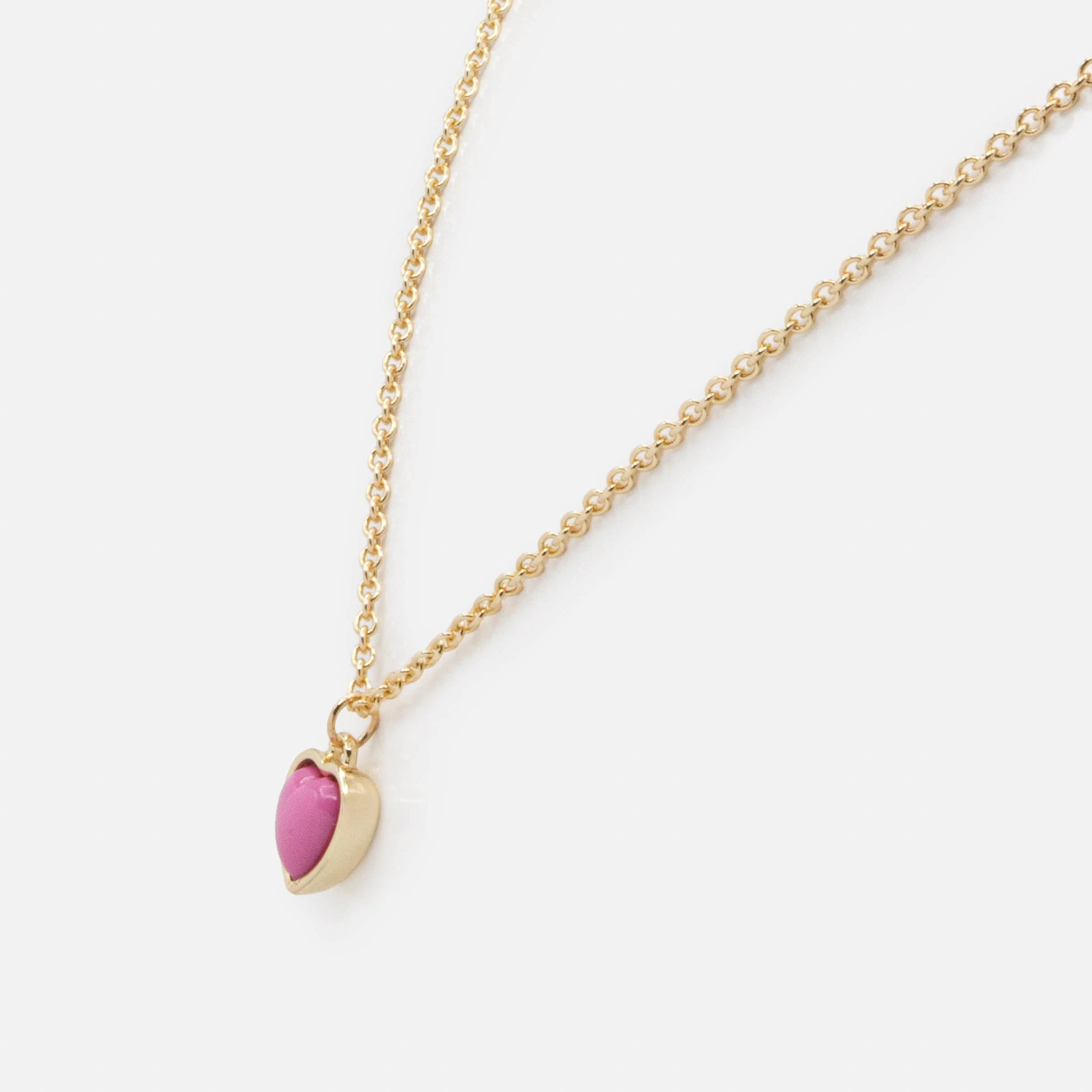 Collier doré breloque cœur rose - Image 2