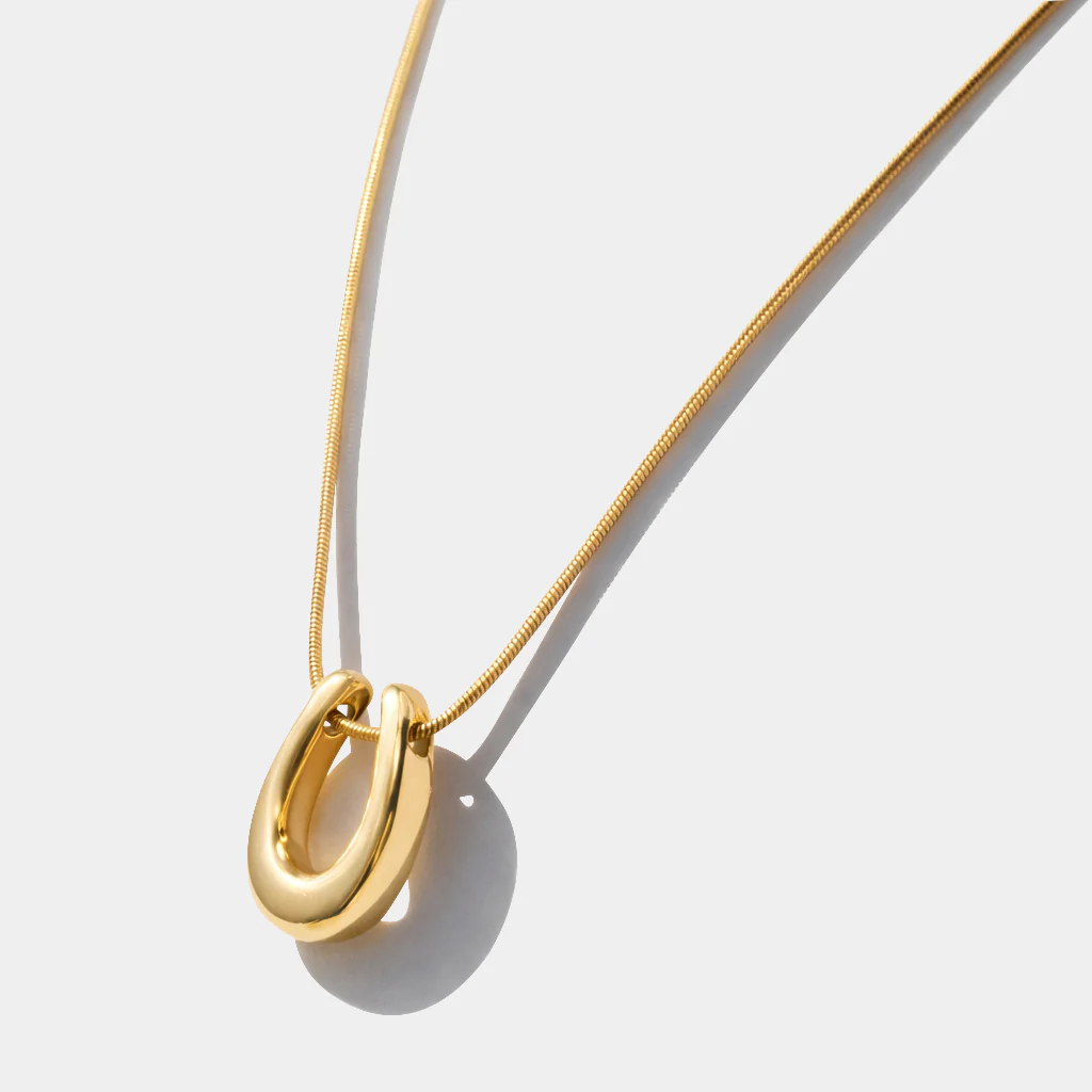 Collier doré breloque fer à cheval en acier inoxydable - Image 2