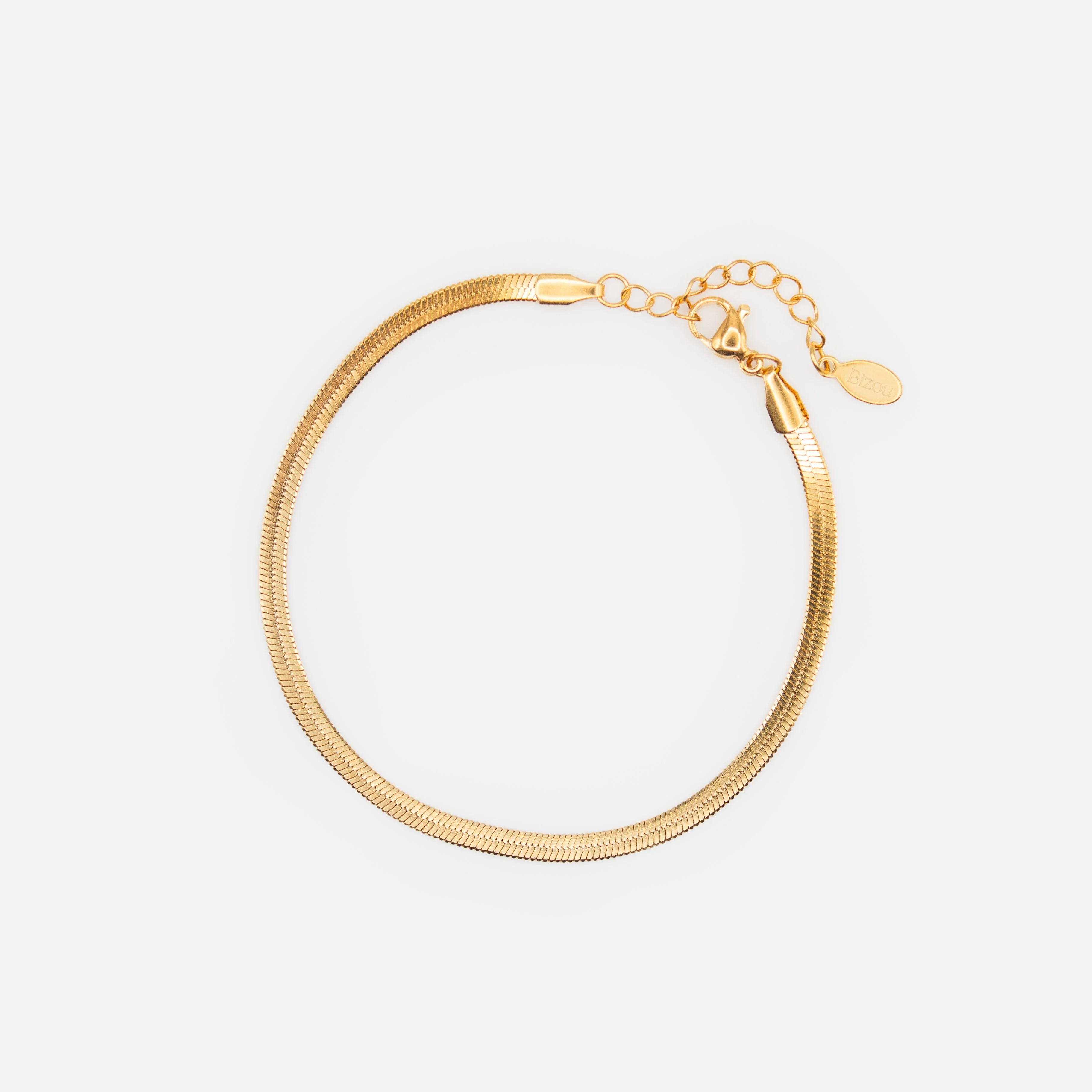 Bracelet doré mailles serpent plates en acier inoxydable