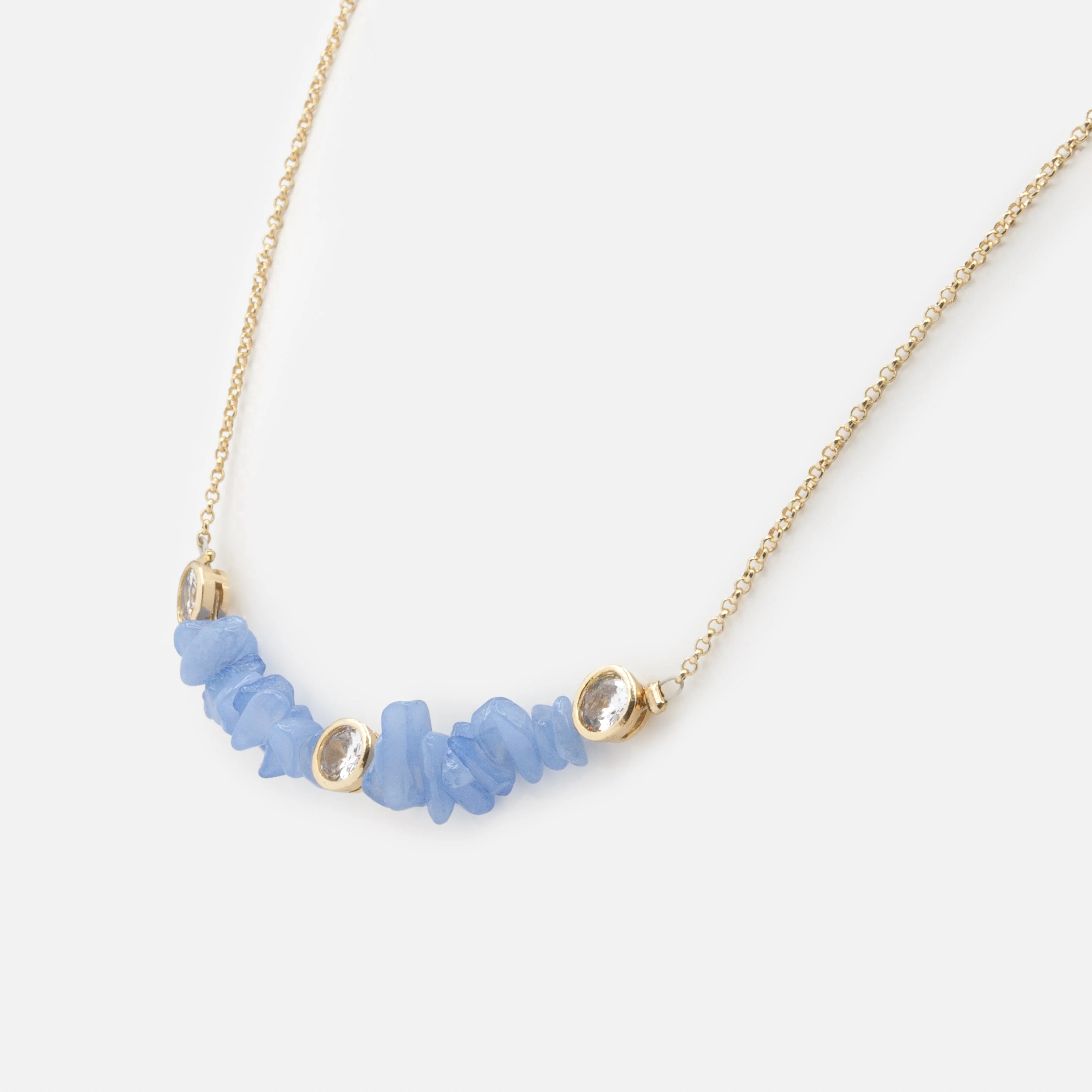 Collier doré petites pierres bleues - Image 2