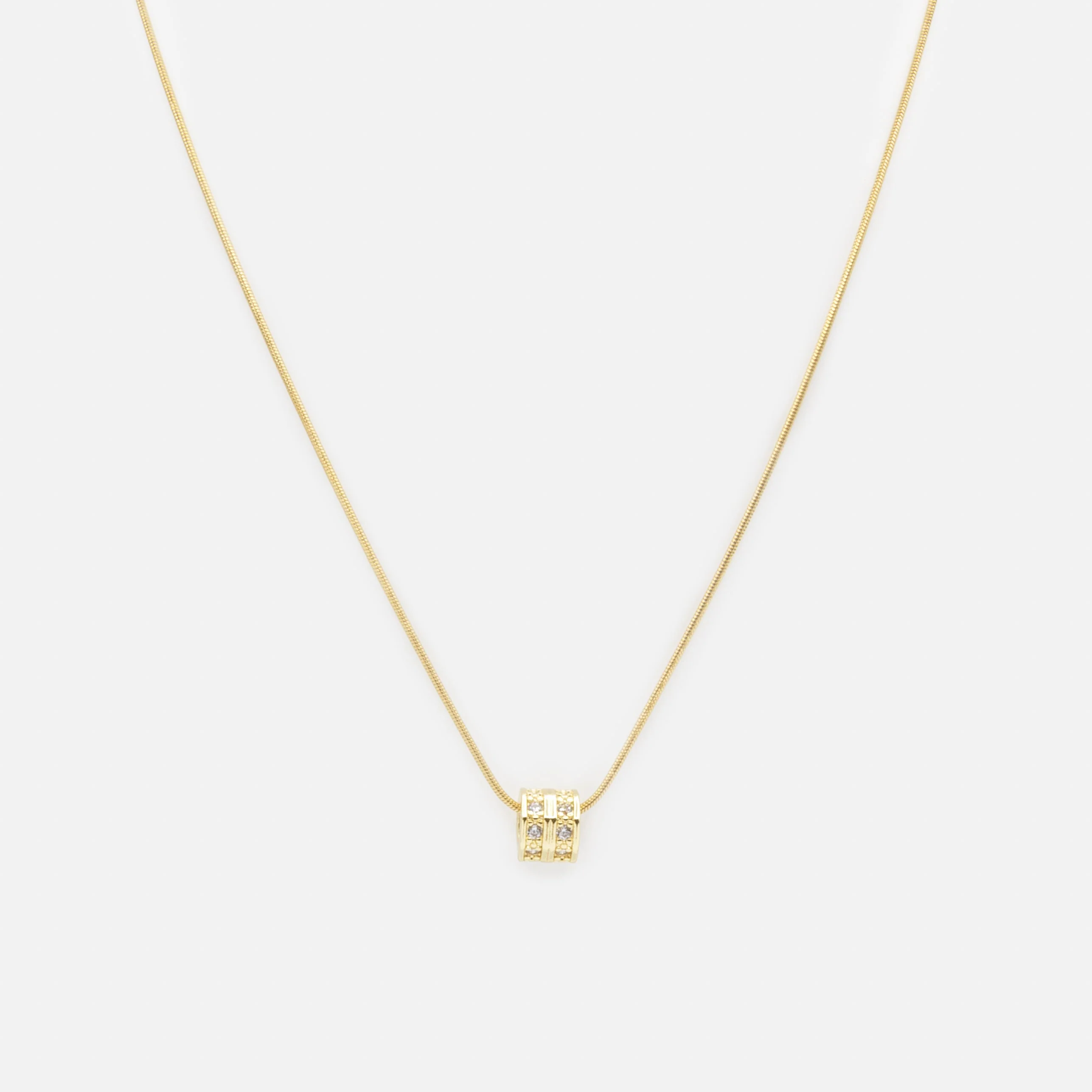 Collier doré cylindre texturé en acier inoxydable