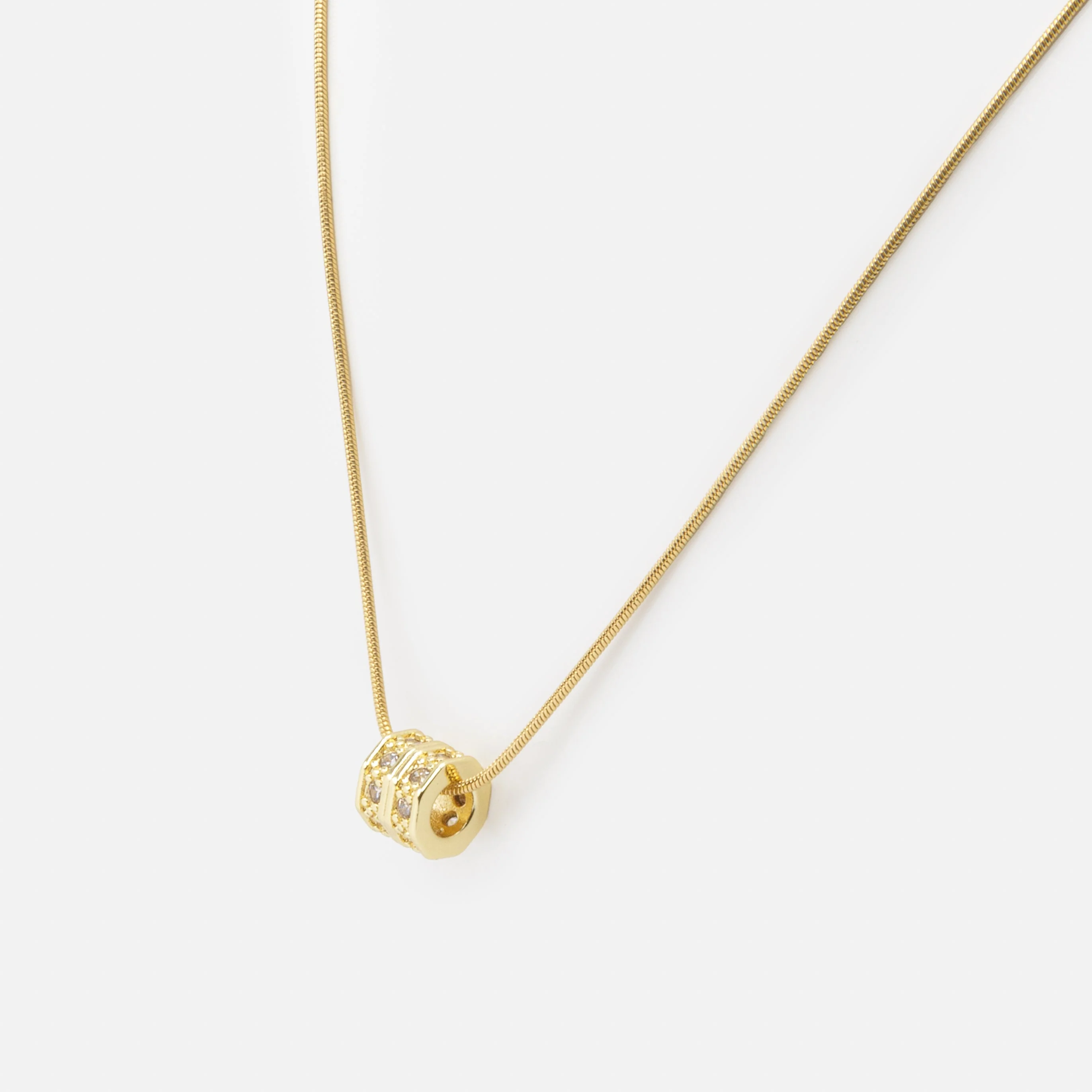 Collier doré cylindre texturé en acier inoxydable - Image 2