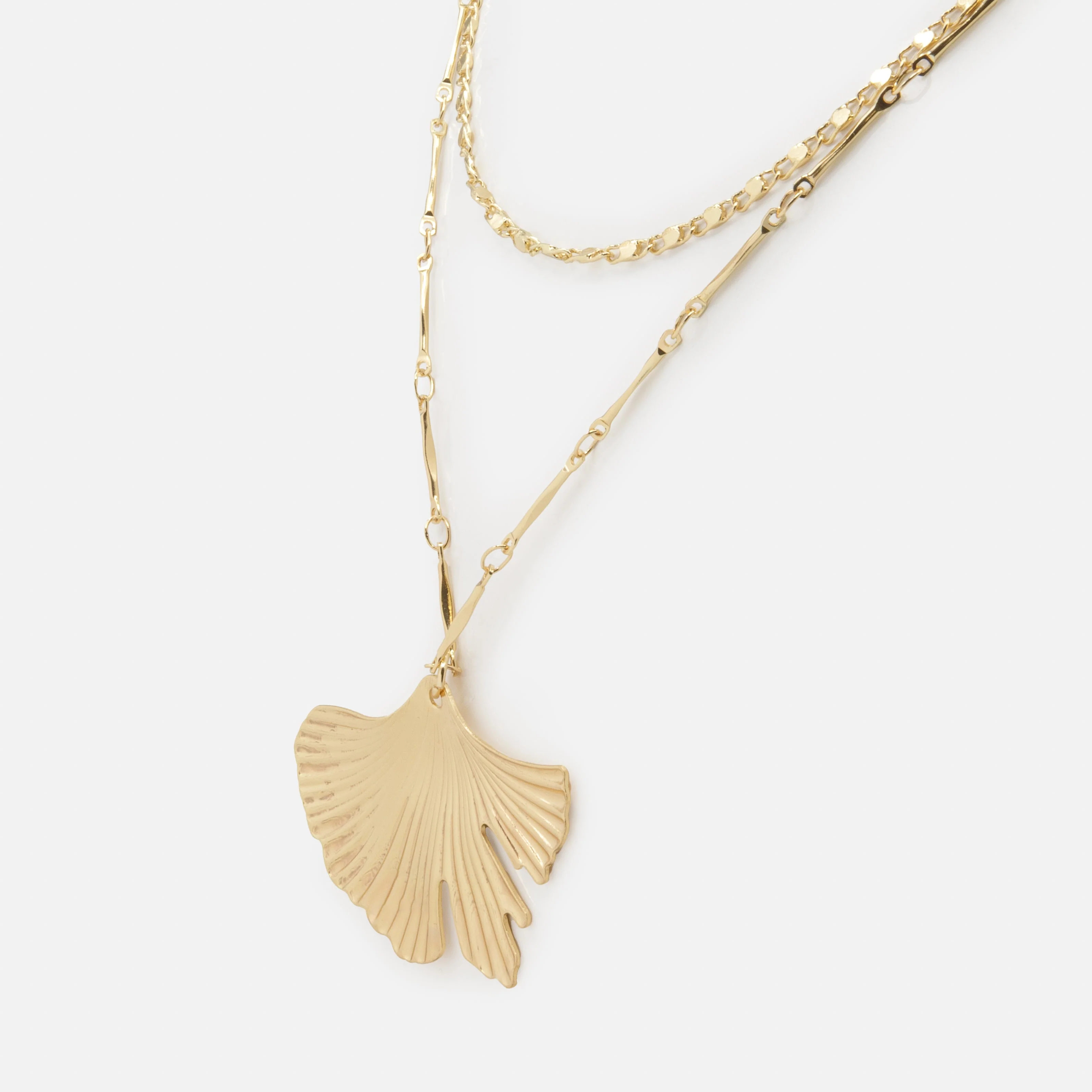 Collier doré double chaîne pendentif corail - Image 2