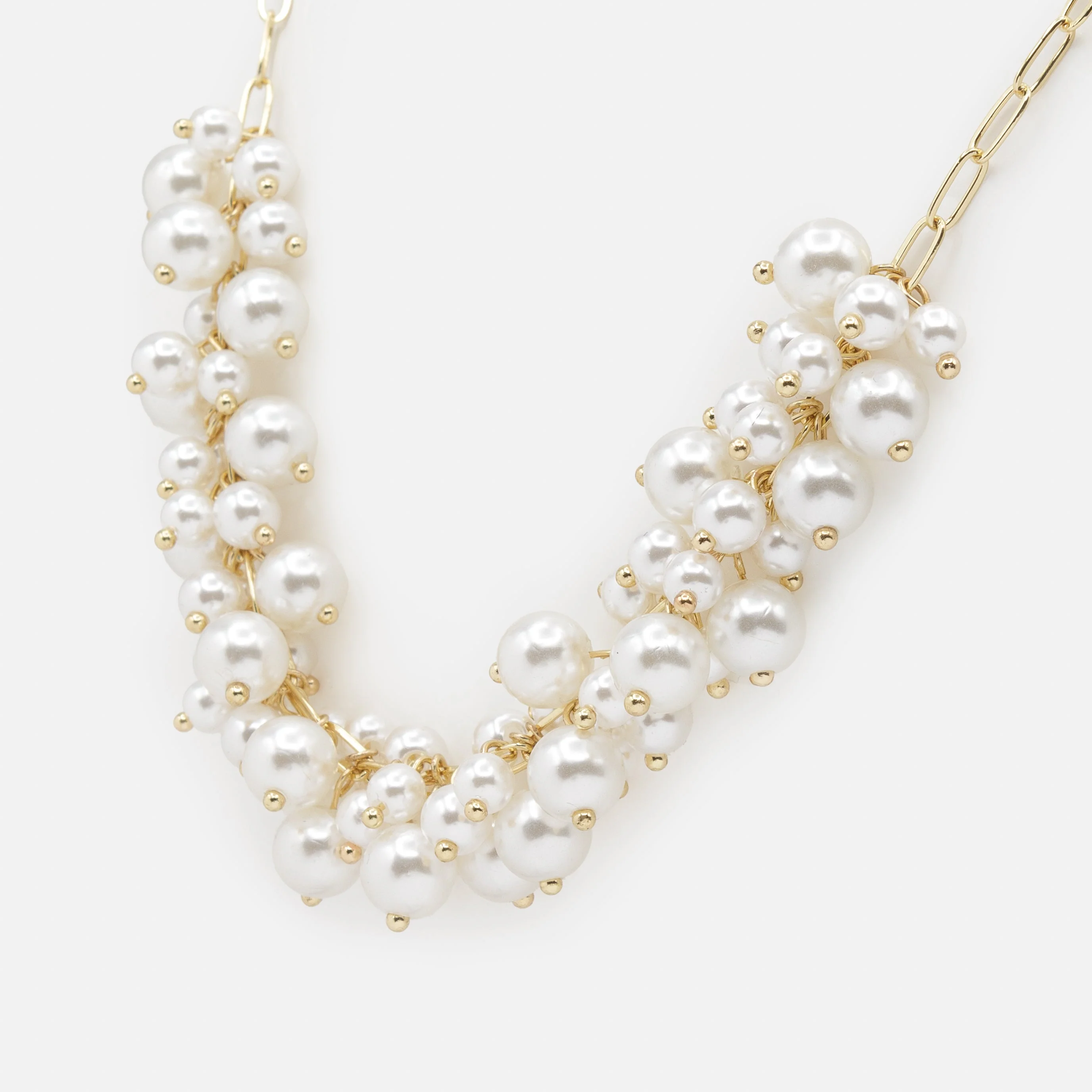 Collier doré bouquets de perles synthétiques - Image 2