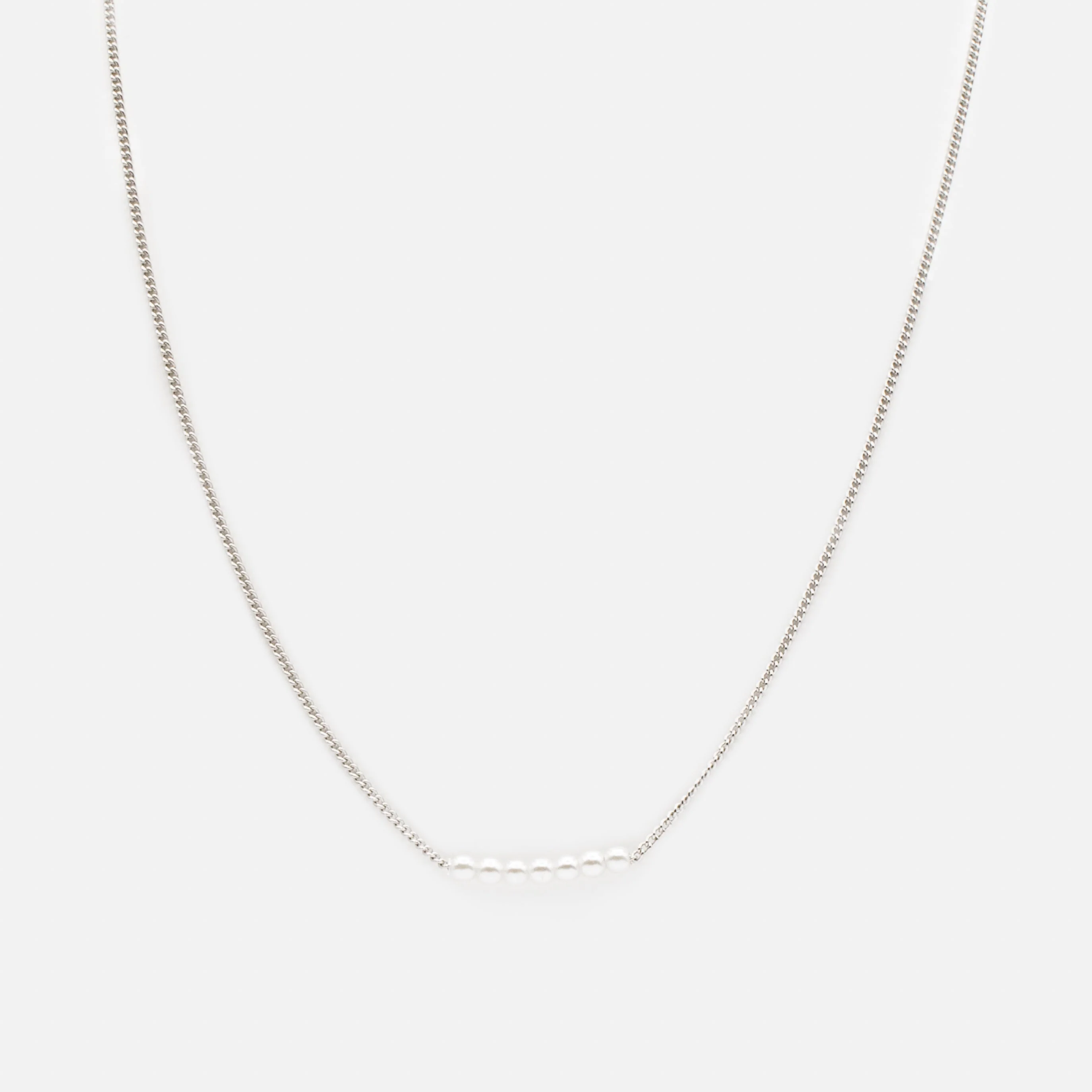 Ensemble de deux colliers argentés mailles en "s" et perles synthétiques rondes - Image 2