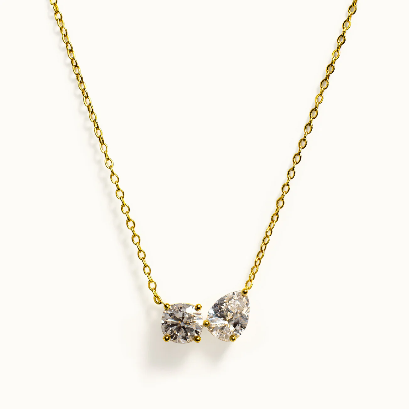 Collier en or vermeil avec duo de zircons cubiques