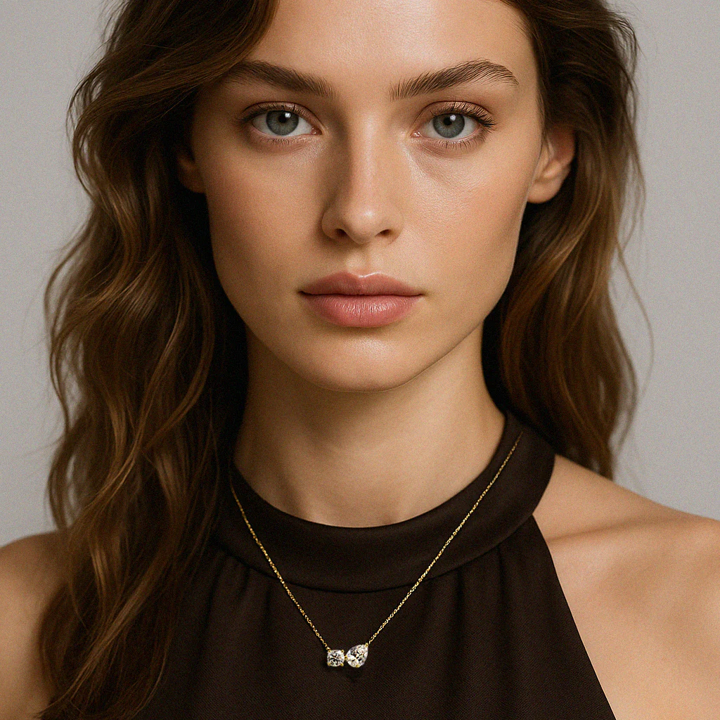 Collier en or vermeil avec duo de zircons cubiques - Image 2