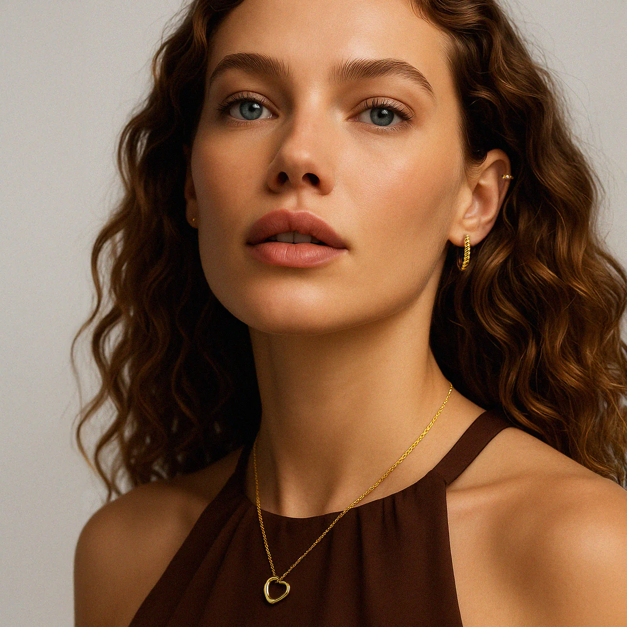 Collier pendentif cœur irrégulier en or vermeil - Image 2