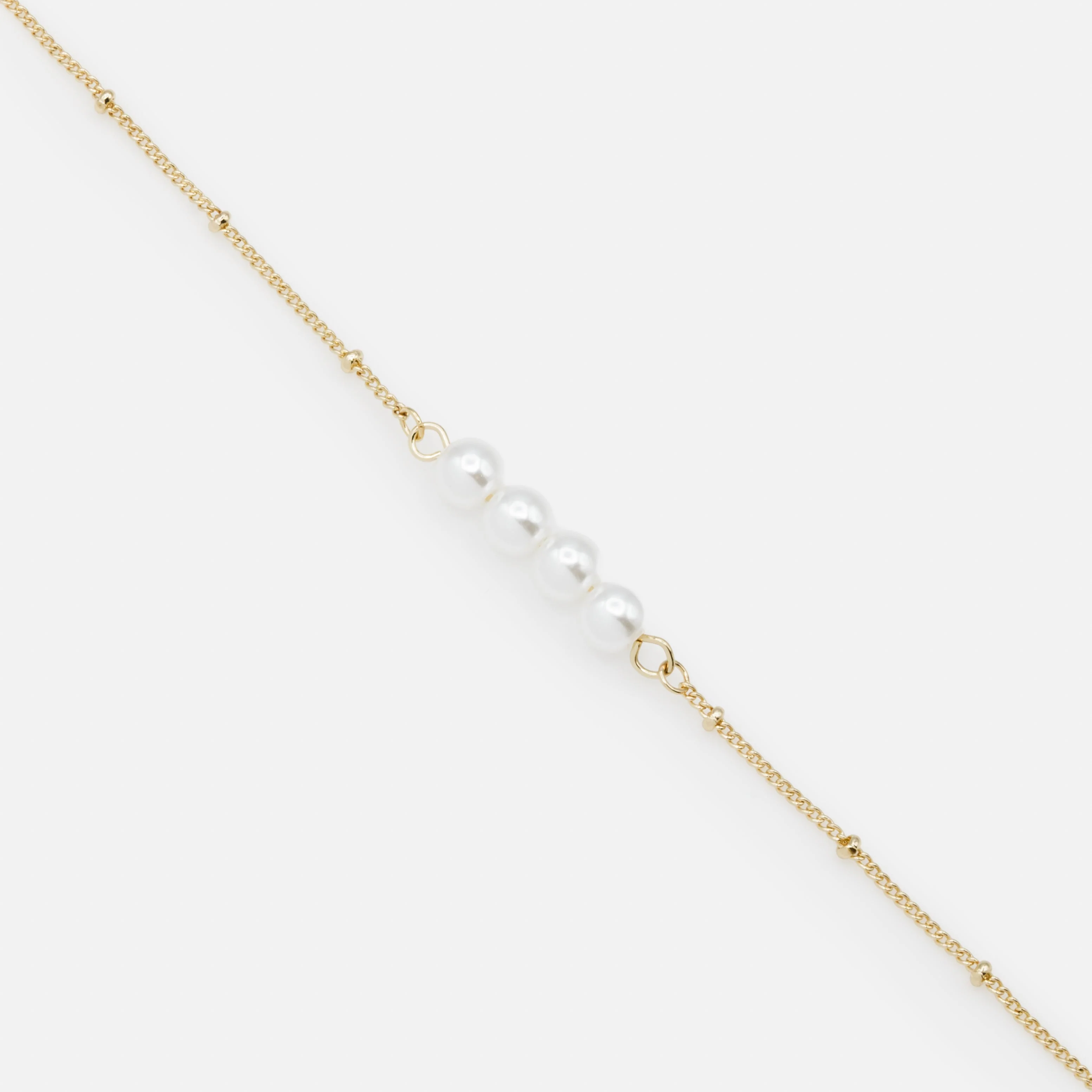 Bracelet doré quatuor de perles synthétiques - Image 2