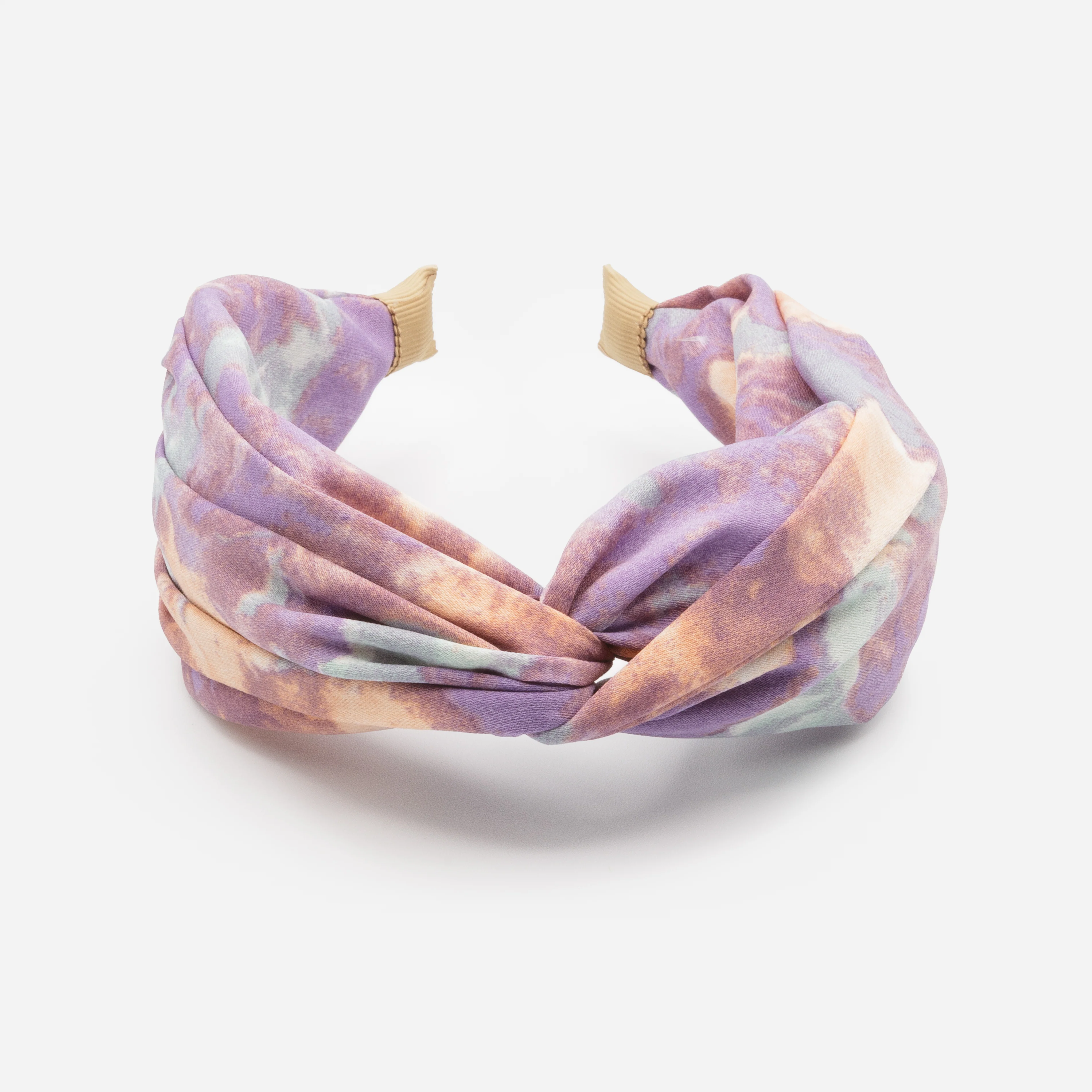 Bandeau mauve pêche et bleu avec noeud