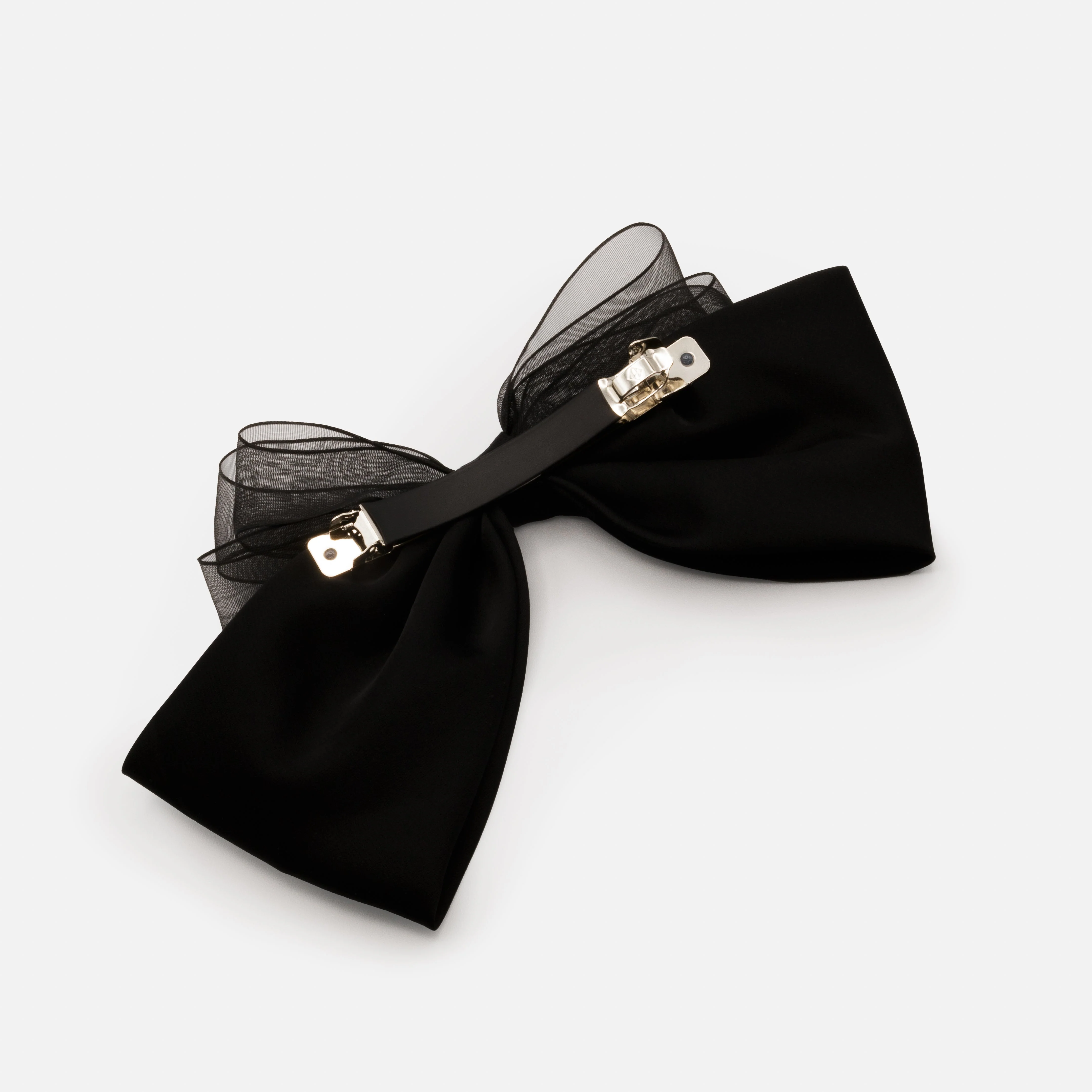 Pince boucle noire en satin et en organza - Image 2