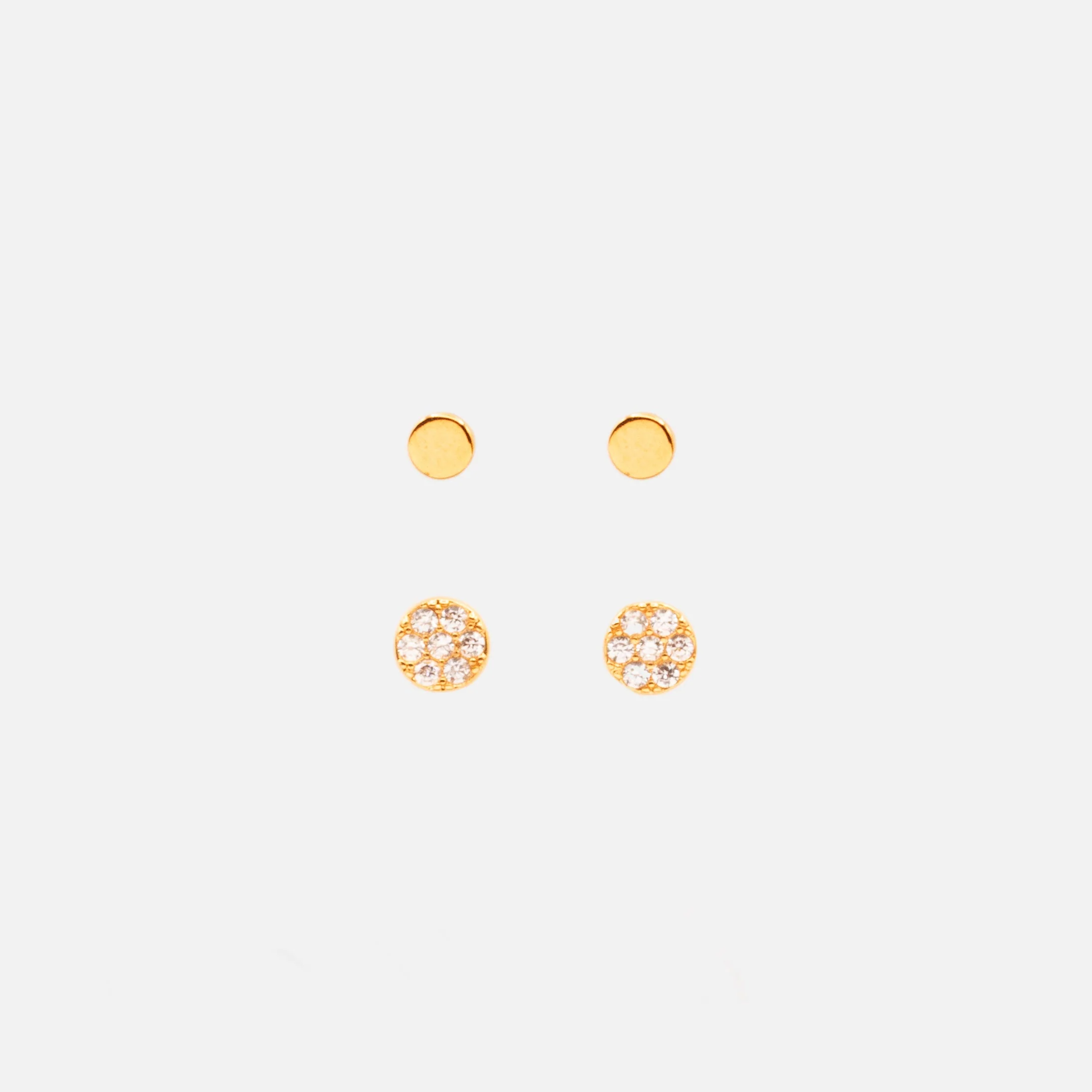 Duo de boucles d'oreilles rondes dorées en acier inoxydable