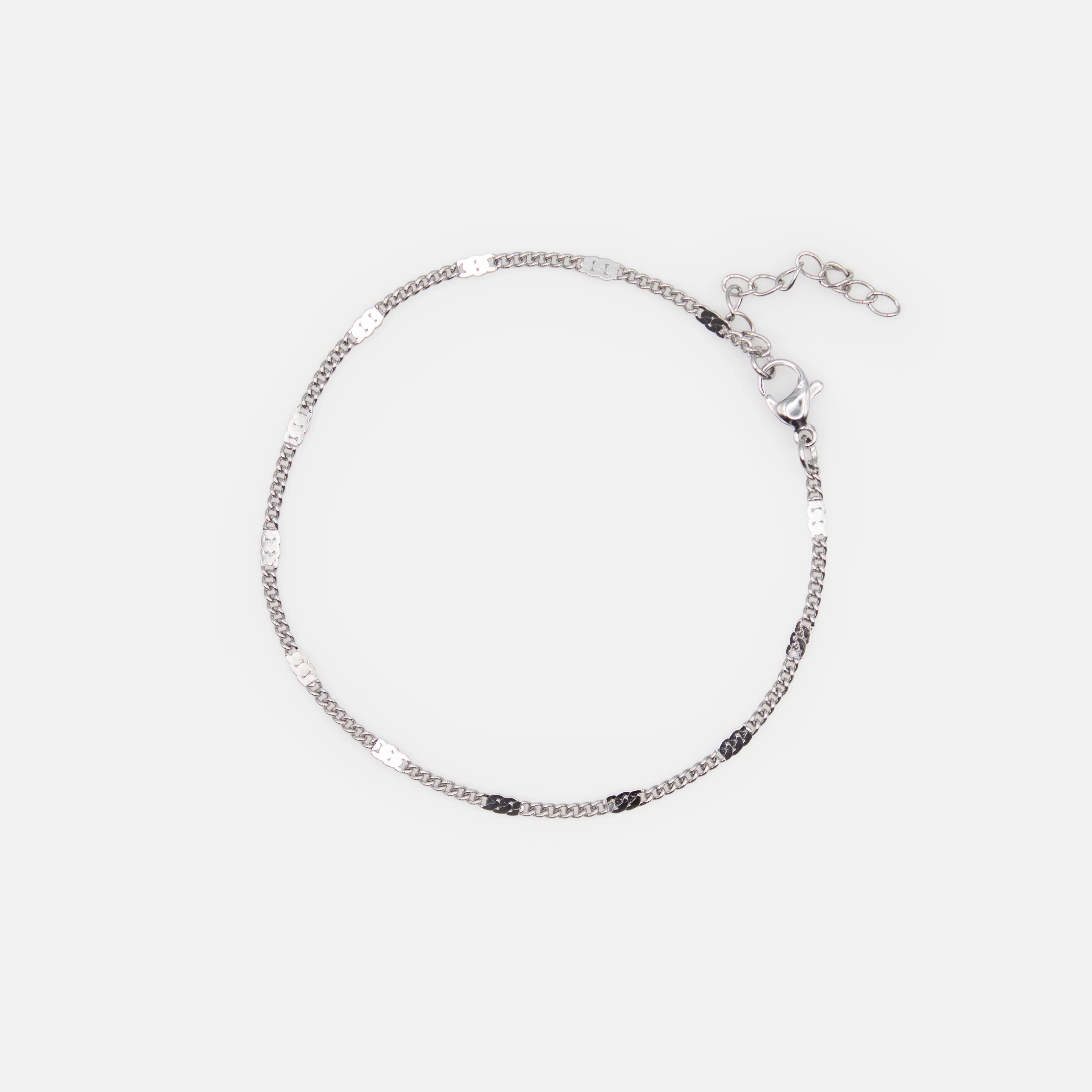 Duo de bracelets argentés avec billes et insertions plates en acier inoxydable - Image 3