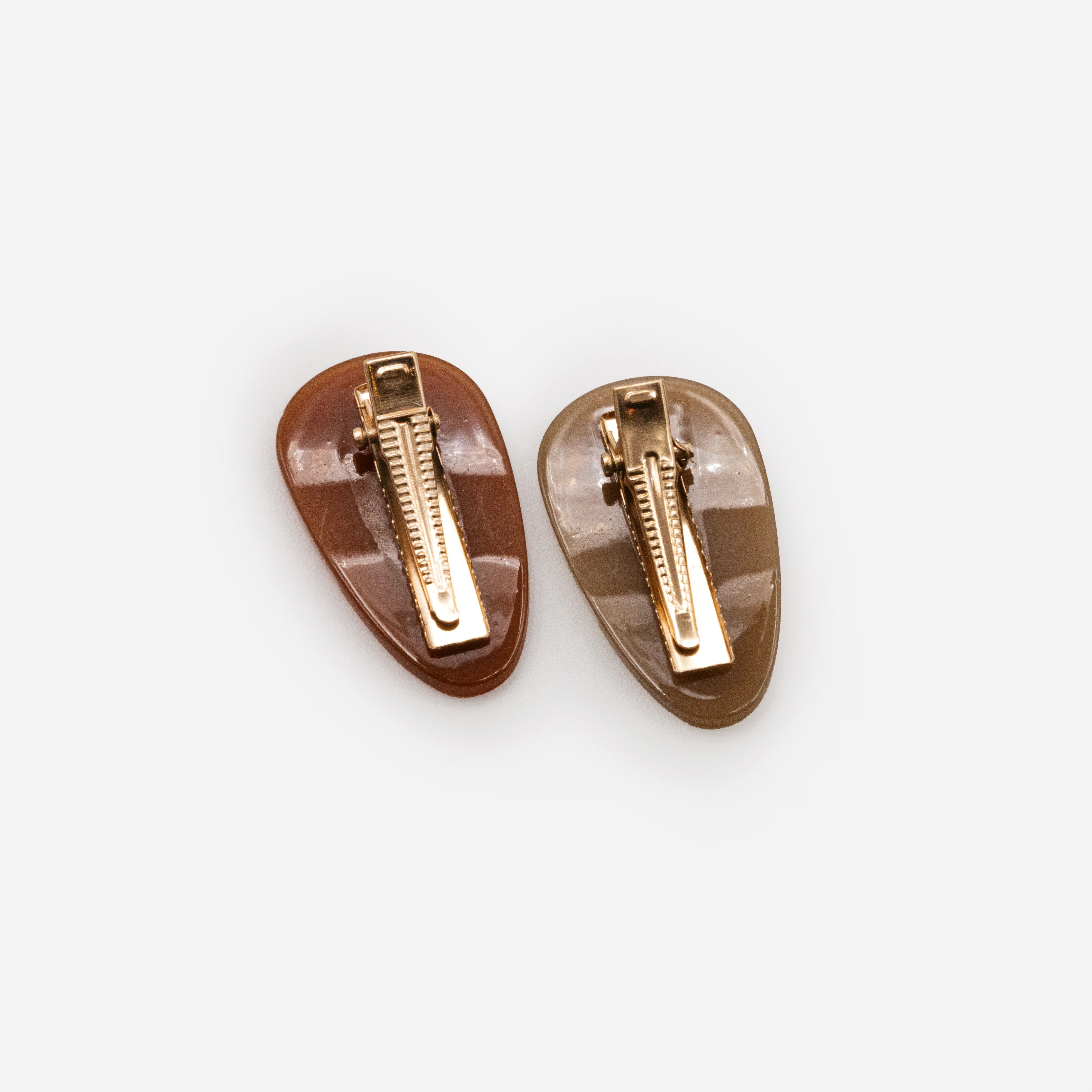 Duo de petites pinces beige et caramel - Image 2