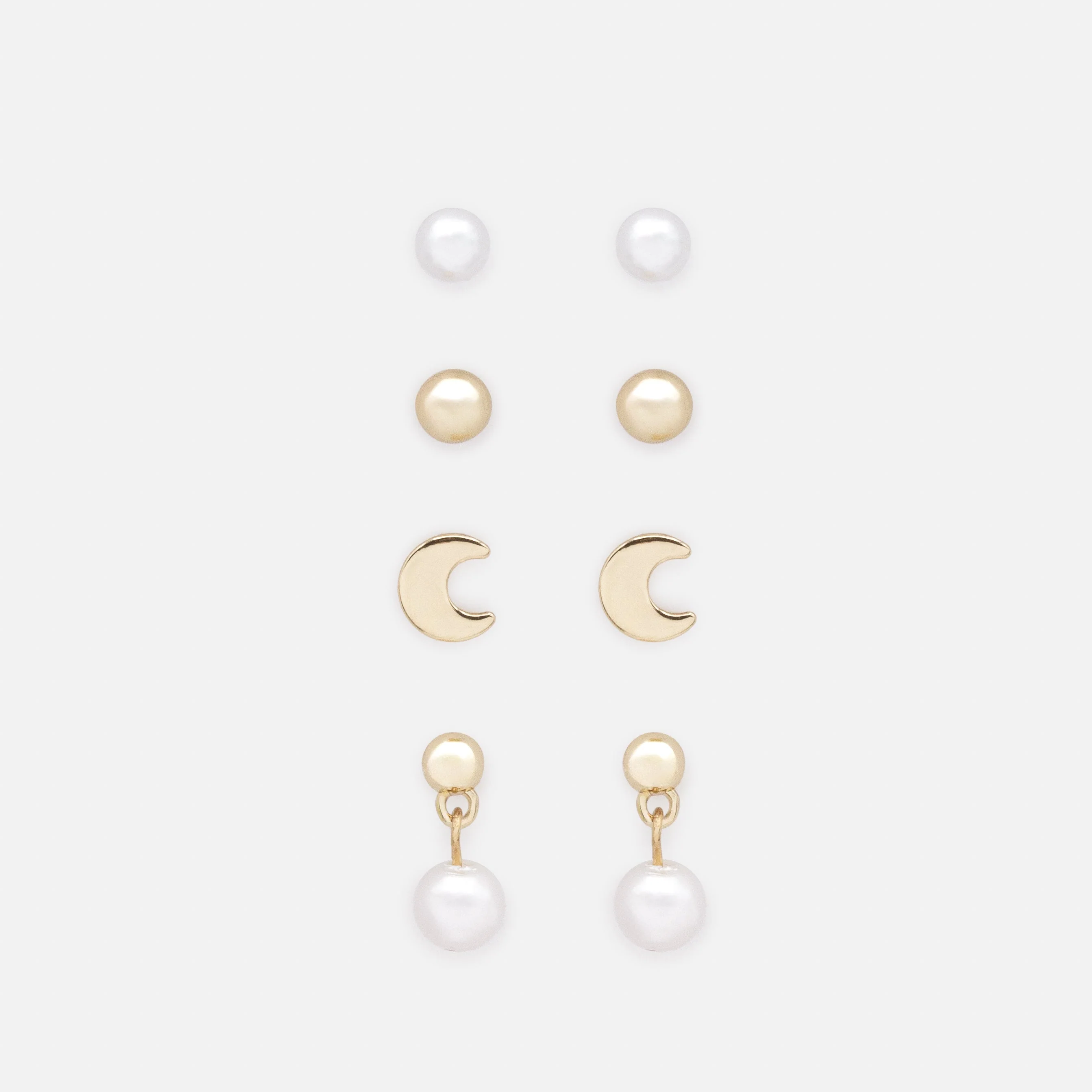 Ensemble de boucles d'oreilles dorées lunes & perles