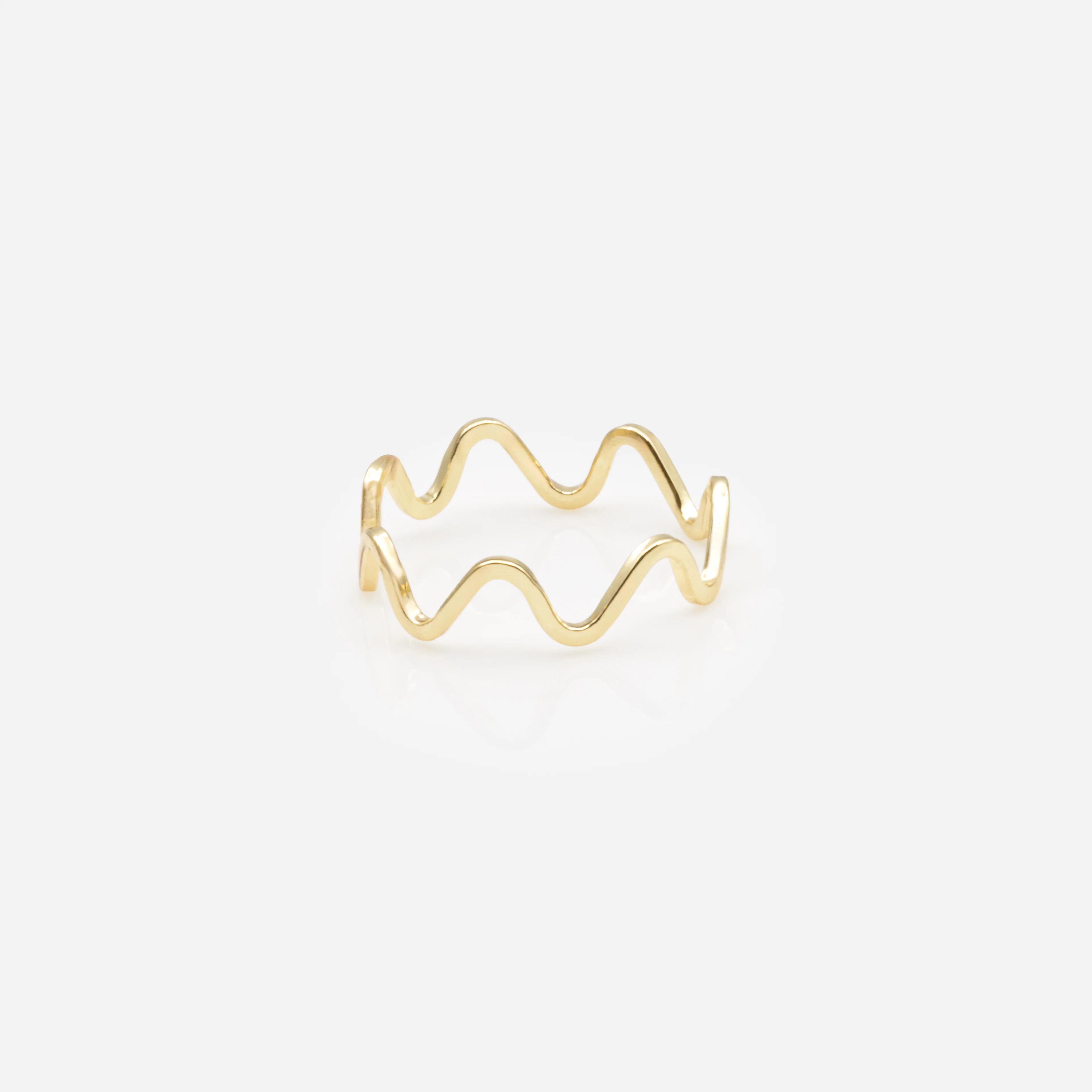Ensemble de cinq bagues dorées de tailles variées avec effet vagues et petites perles - Image 4