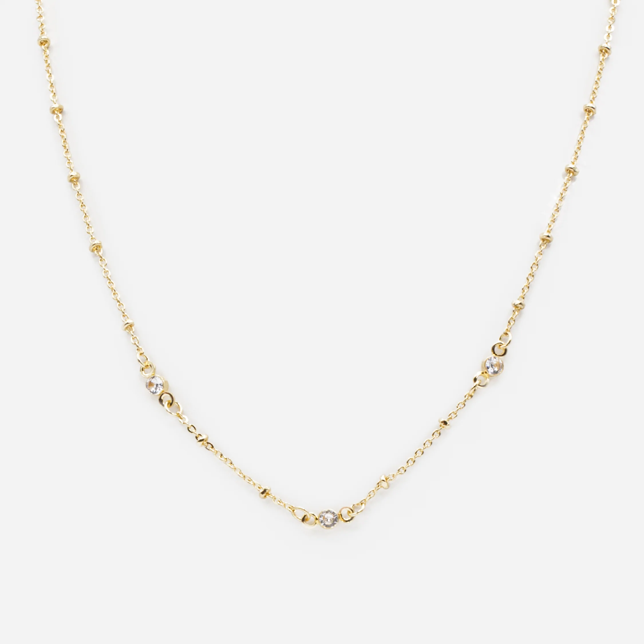 Ensemble de deux colliers dorés étoile et zircons cubiques - Image 2
