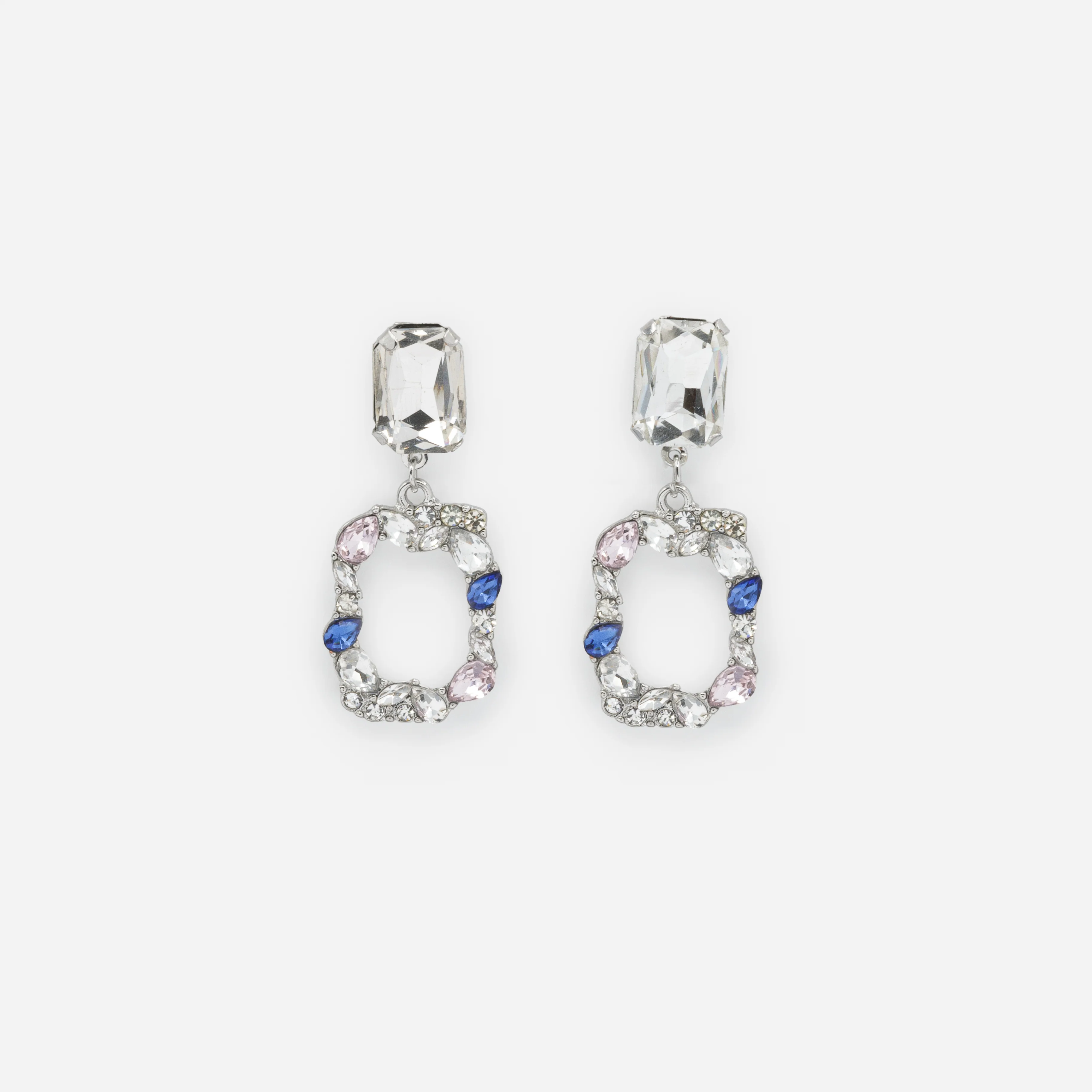 Ensemble rivière de zircons cubiques et boucles d'oreilles argentées avec pierres colorées - Image 3