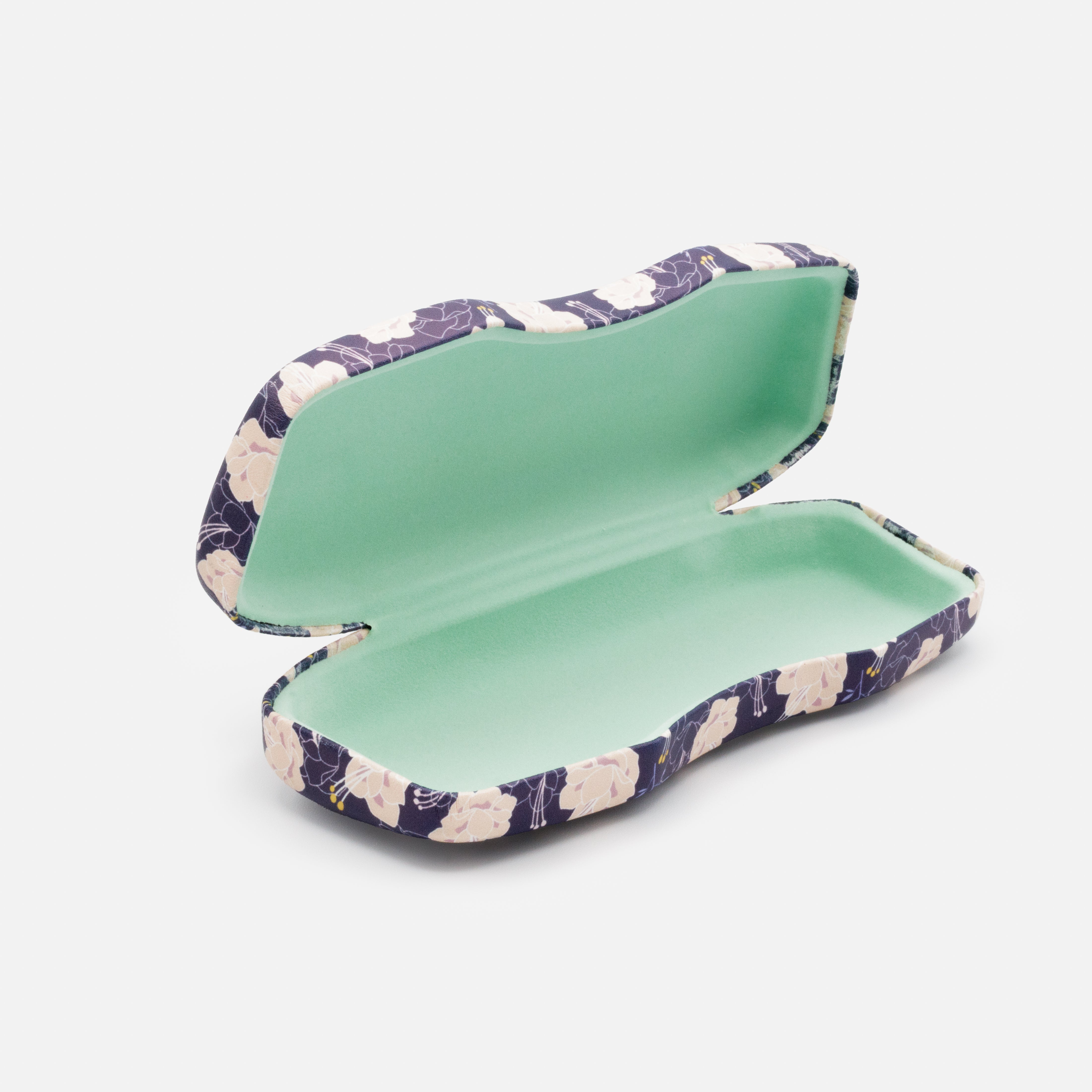 Étui à lunettes mauve avec fleurs rose pâle - Image 3