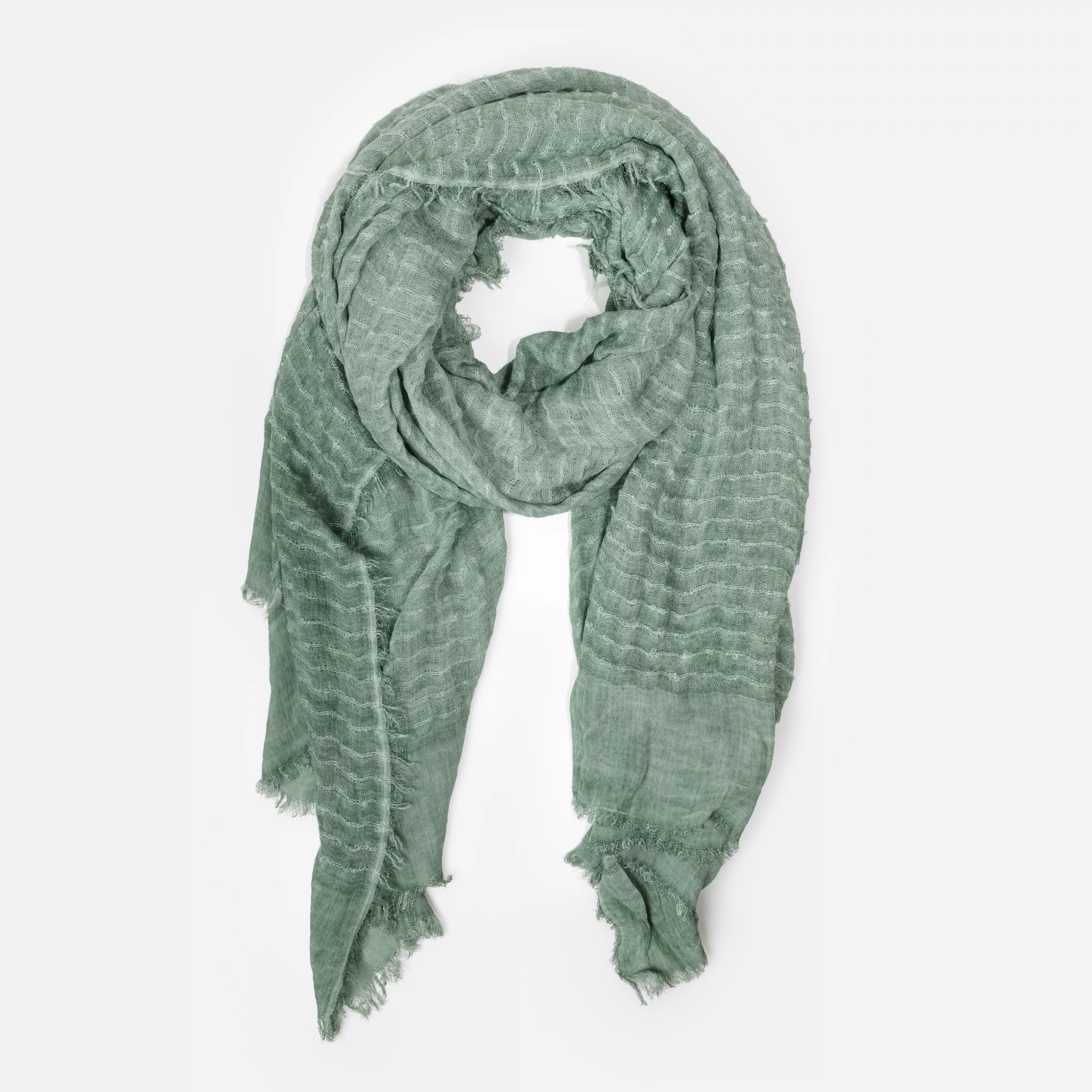 Mince foulard gaufré vert sauge