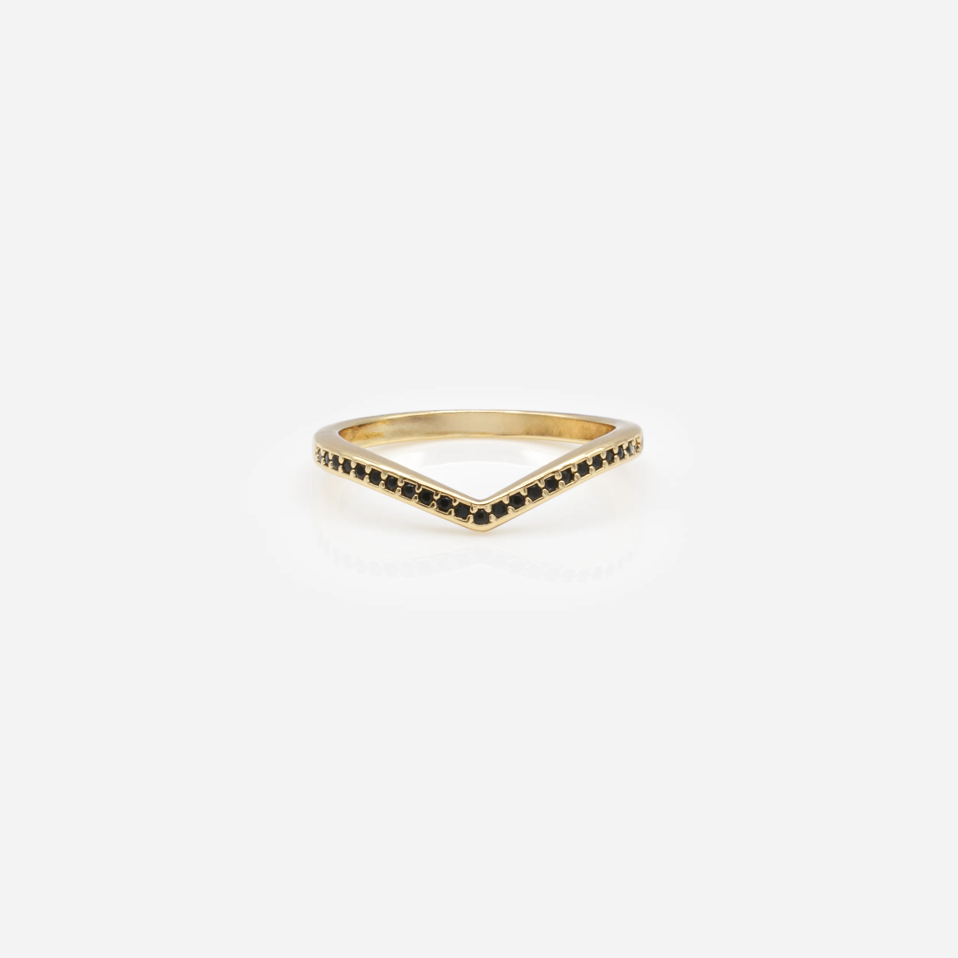Bague dorée et noire en "V"