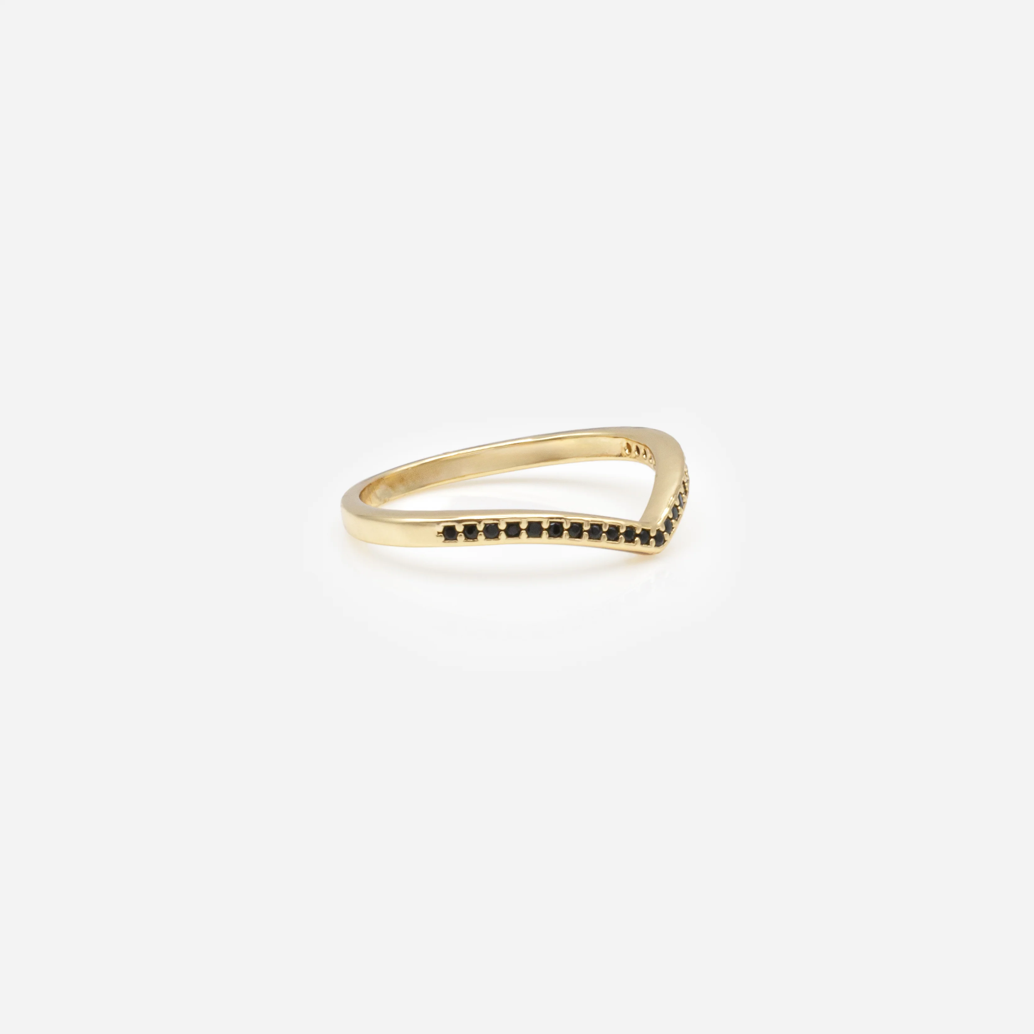 Bague dorée et noire en "V" - Image 3