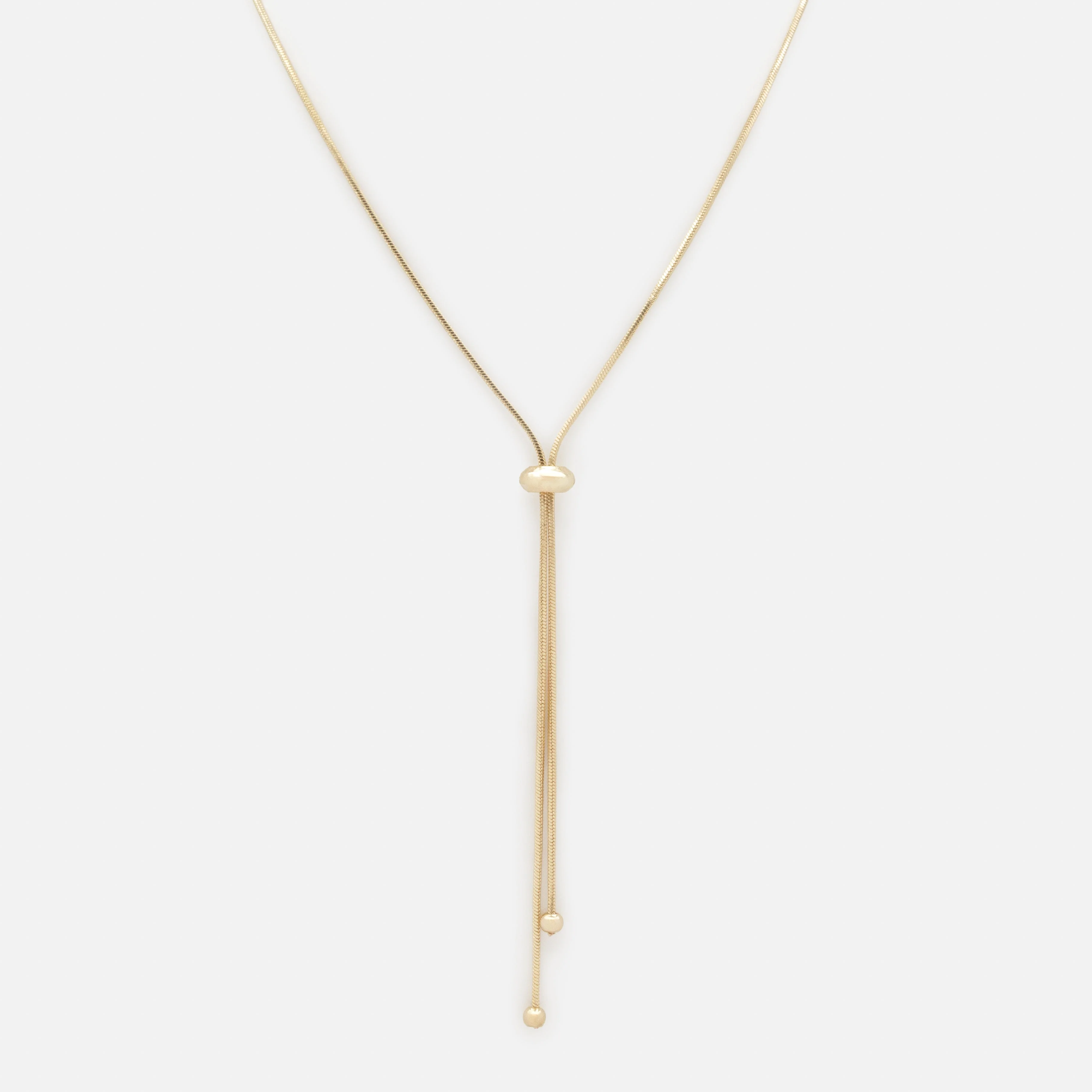 Long collier doré ajustable avec bille
