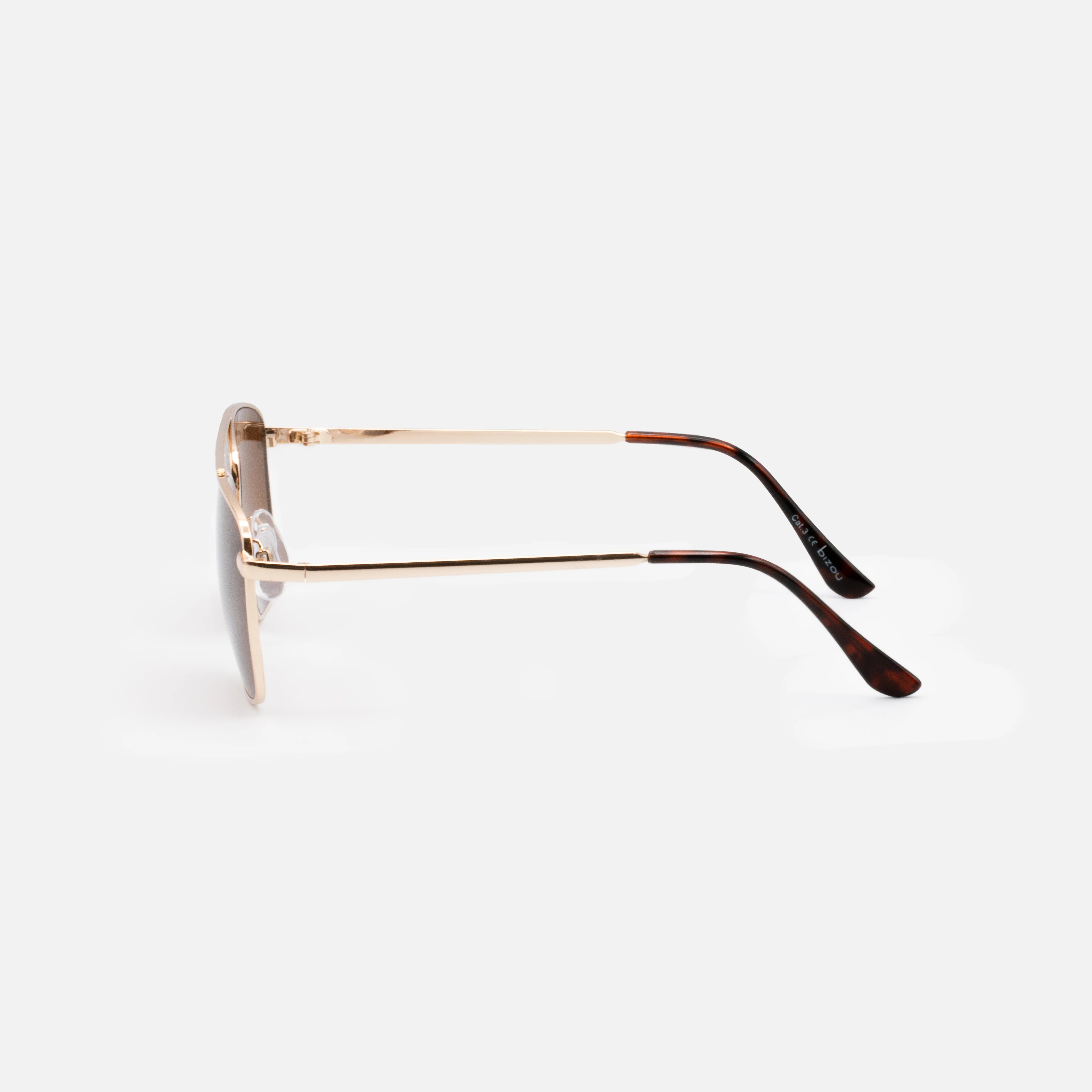 Lunettes de soleil aviateur verres carrés dorées - Image 2