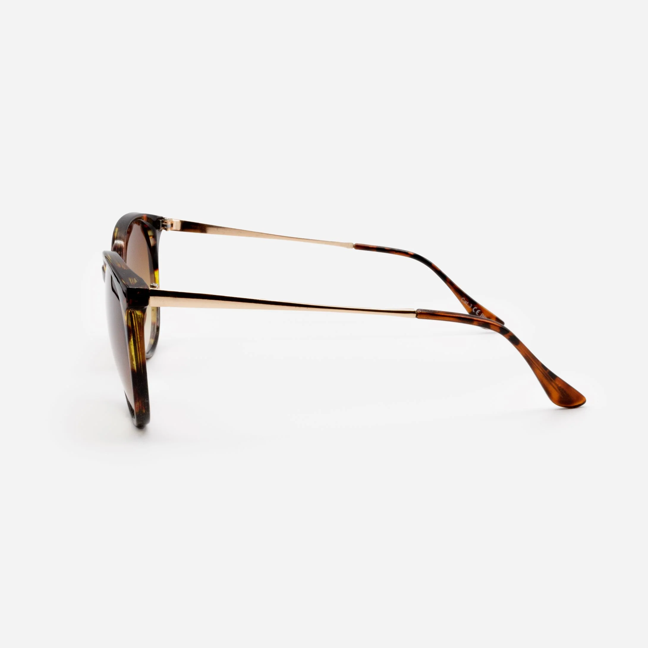 Lunettes de soleil écaille de tortue et dorées avec verres bruns - Image 2