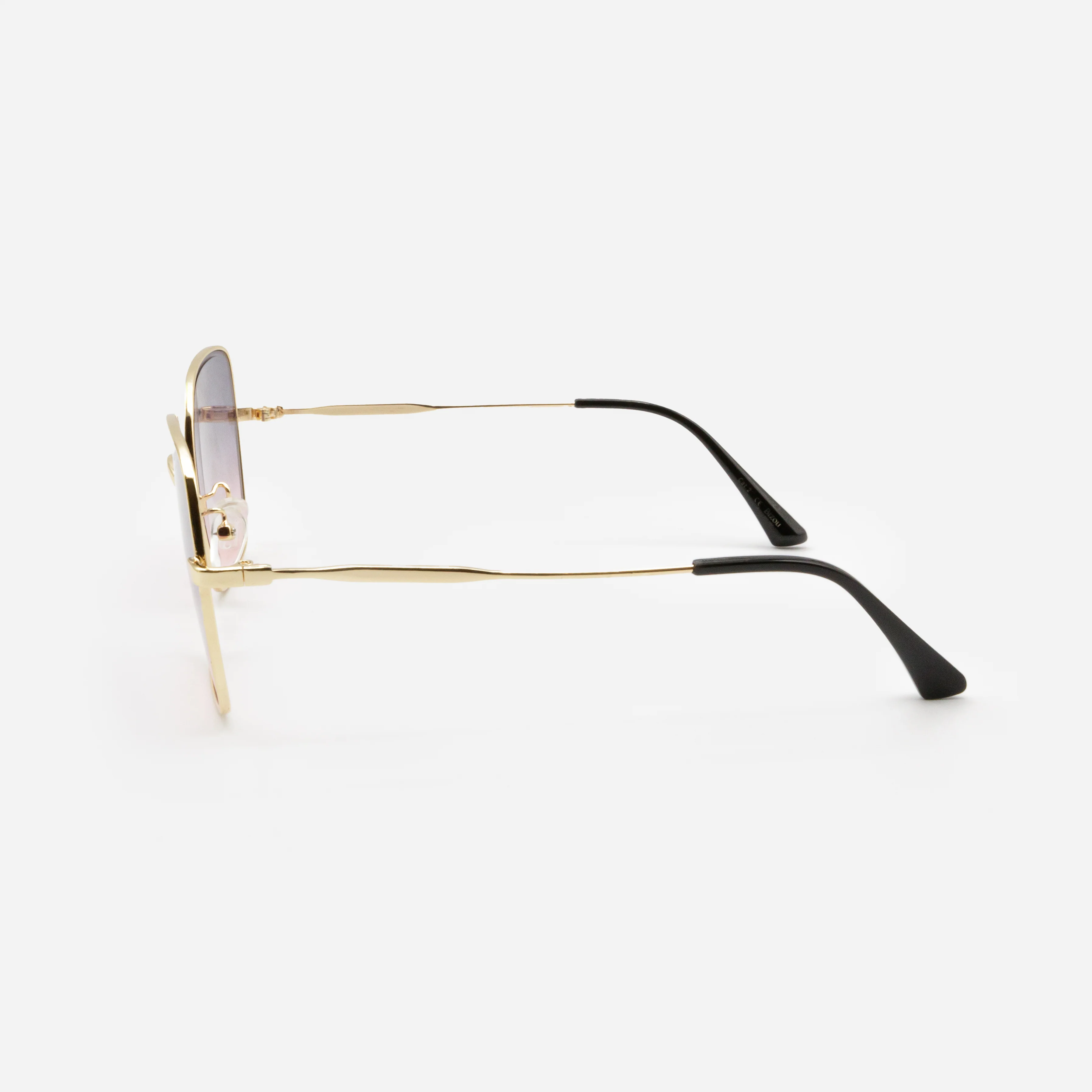 Lunettes de soleil carrées dorées avec verres rosés - Image 2