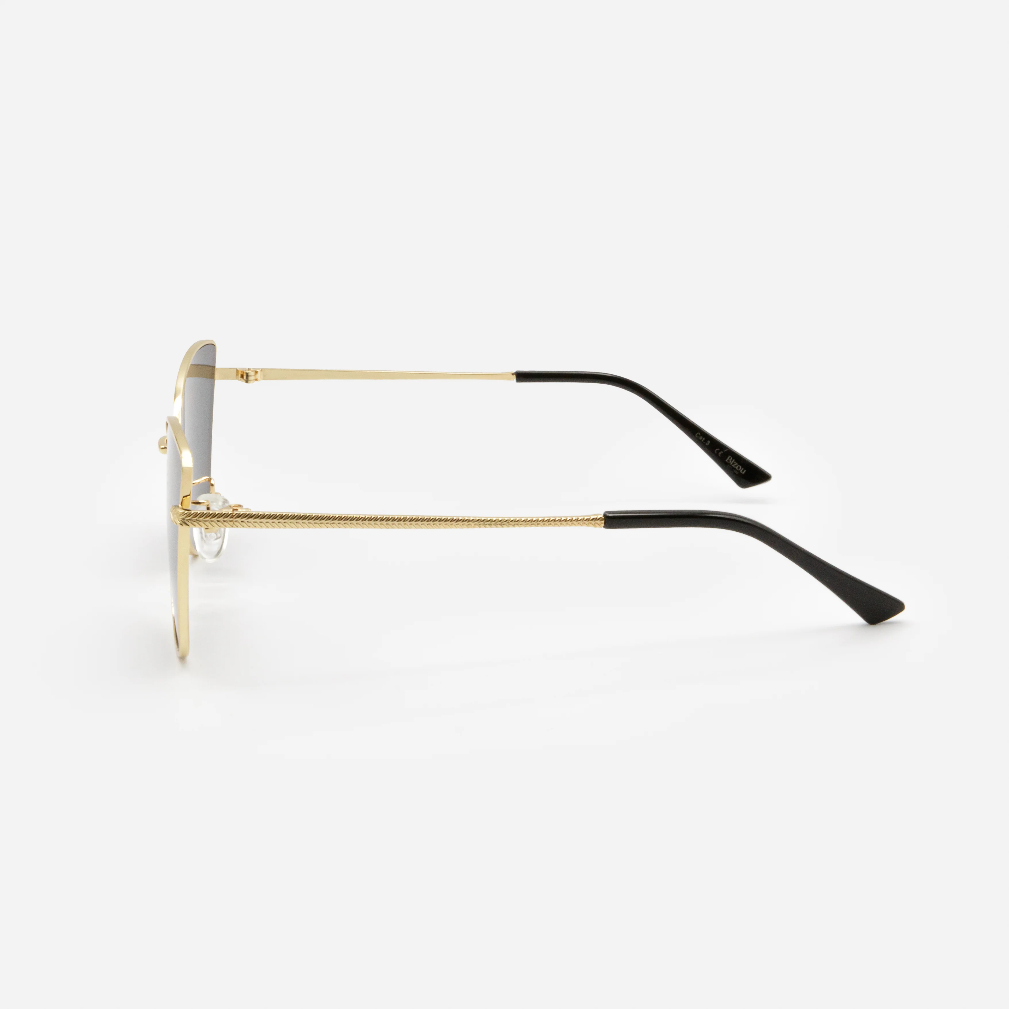 Lunettes de soleil dorées oeil de chat avec verres noirs - Image 2