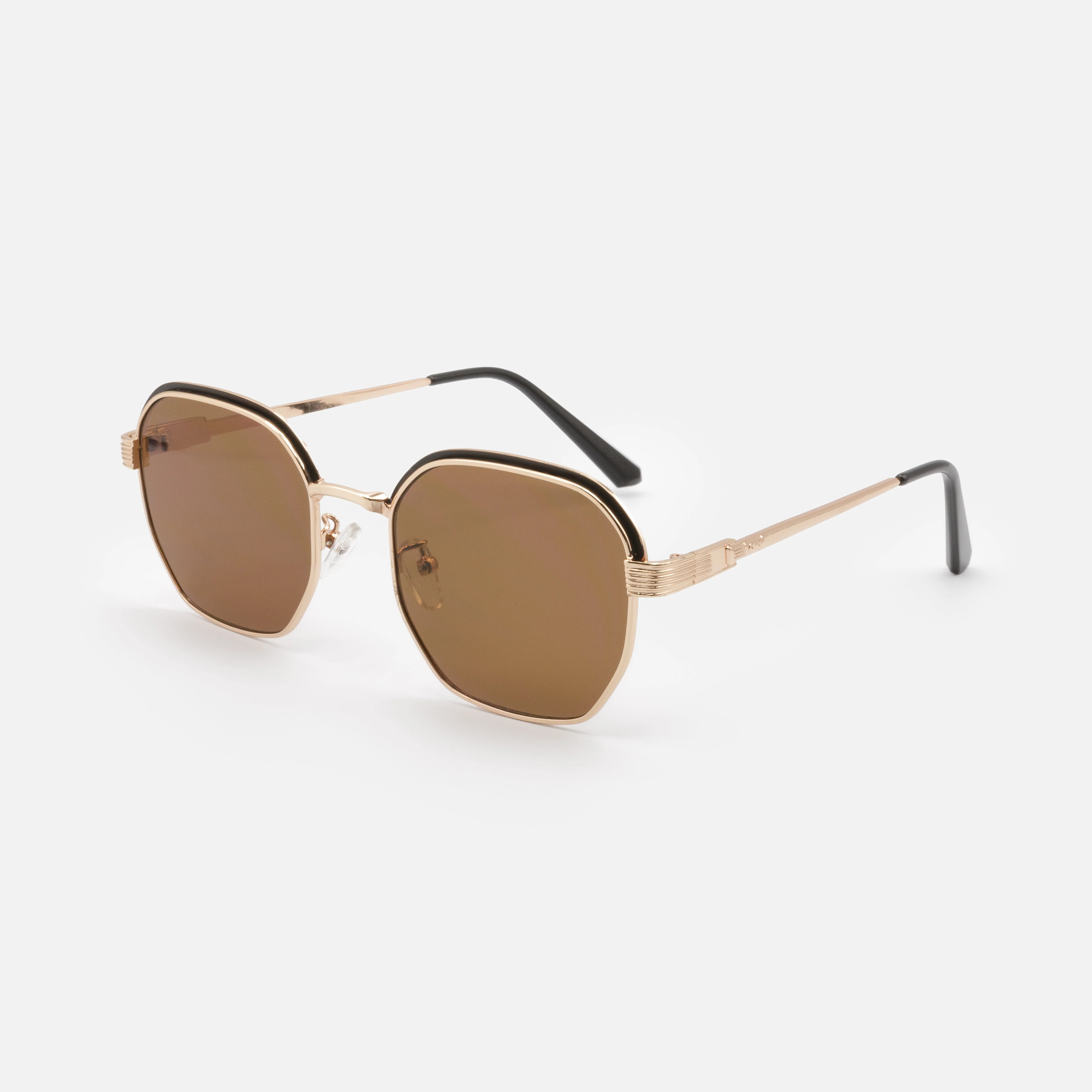 Lunettes de soleil noires et dorées avec verres bruns