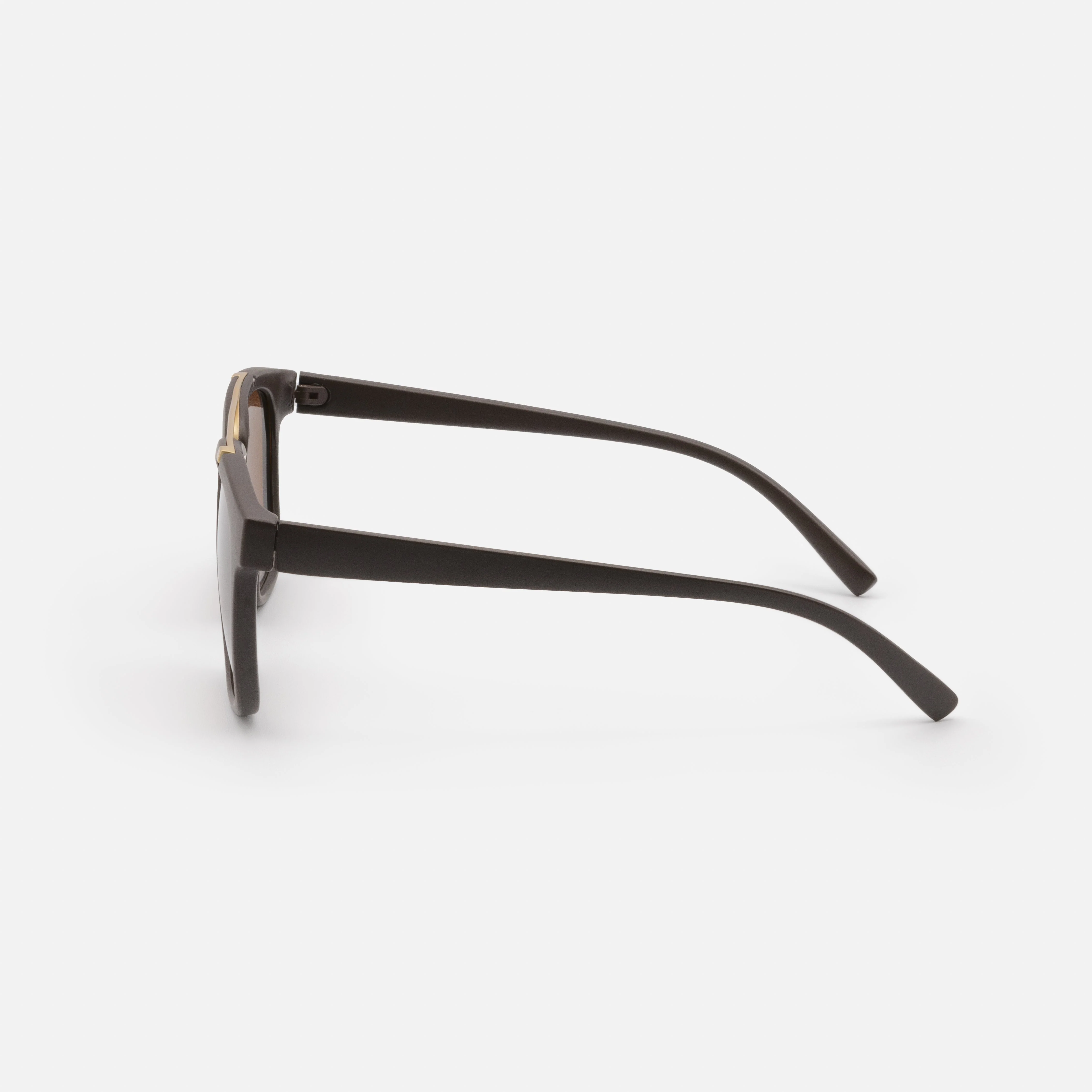 Lunettes de soleil brun foncé avec pont doré et verres bruns - Image 2