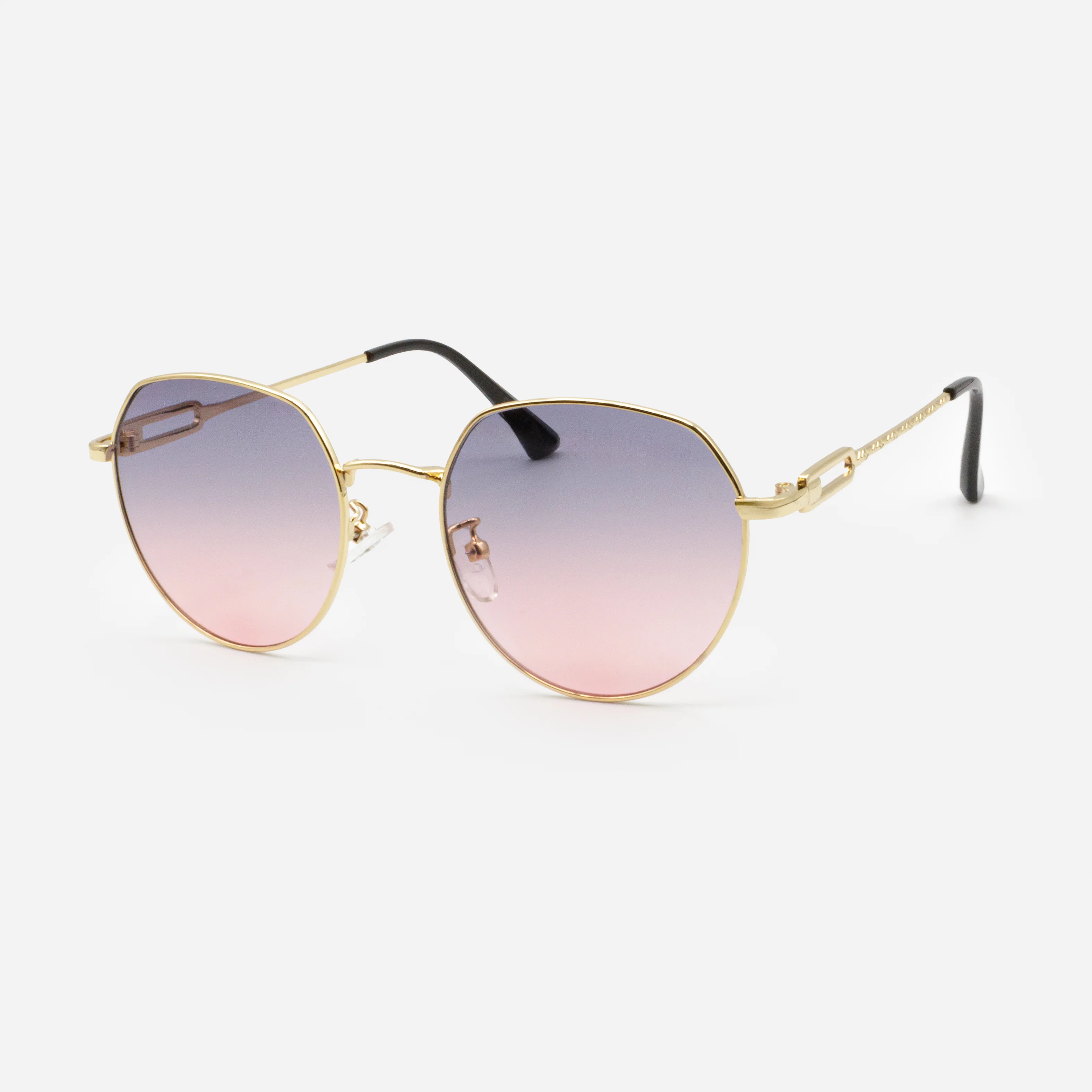 Lunettes de soleil dorées avec verres mauves et roses