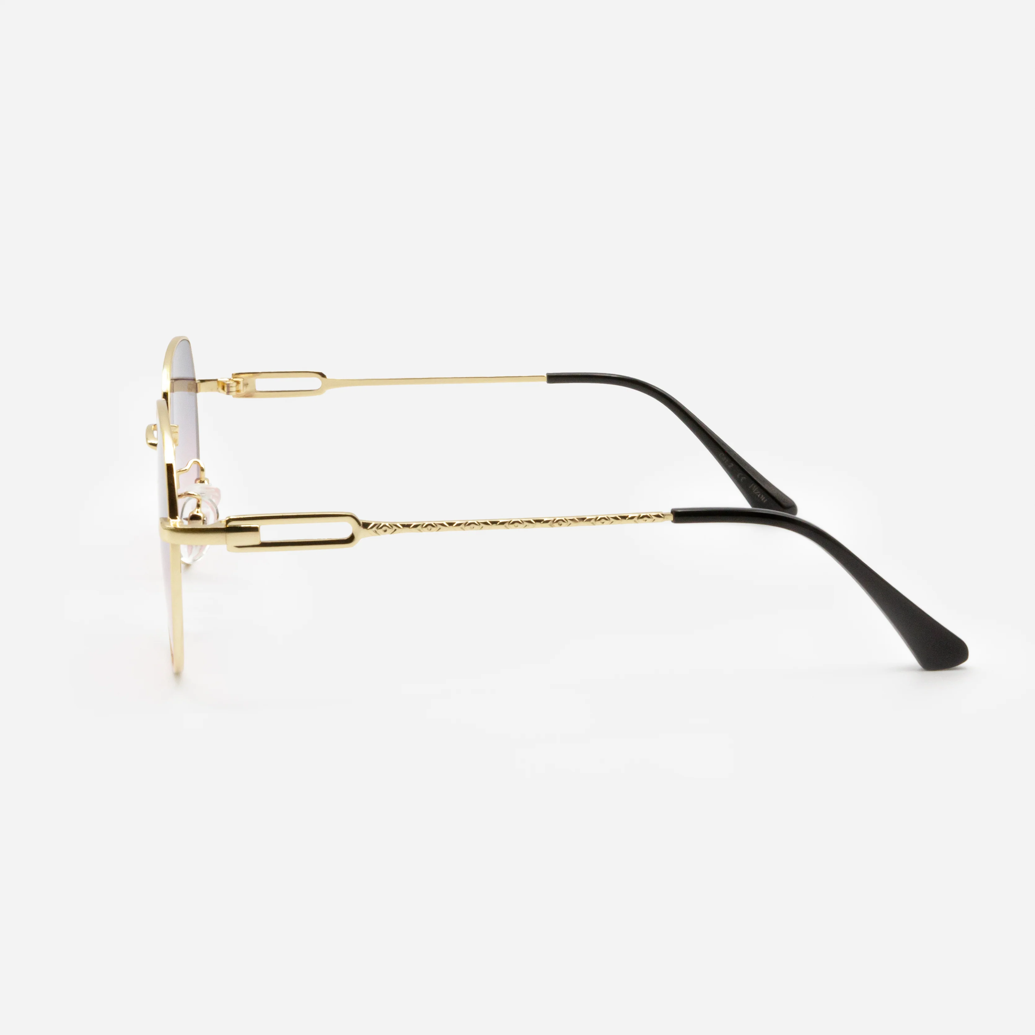 Lunettes de soleil dorées avec verres mauves et roses - Image 2