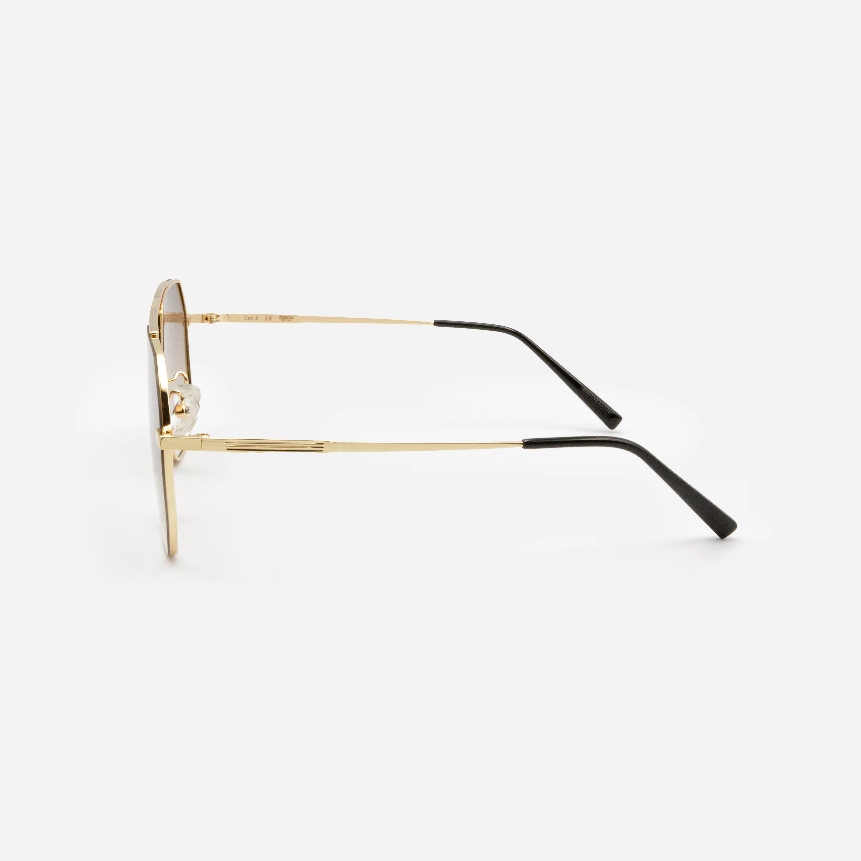 Lunettes de soleil aviateur dorées avec verres bruns - Image 2