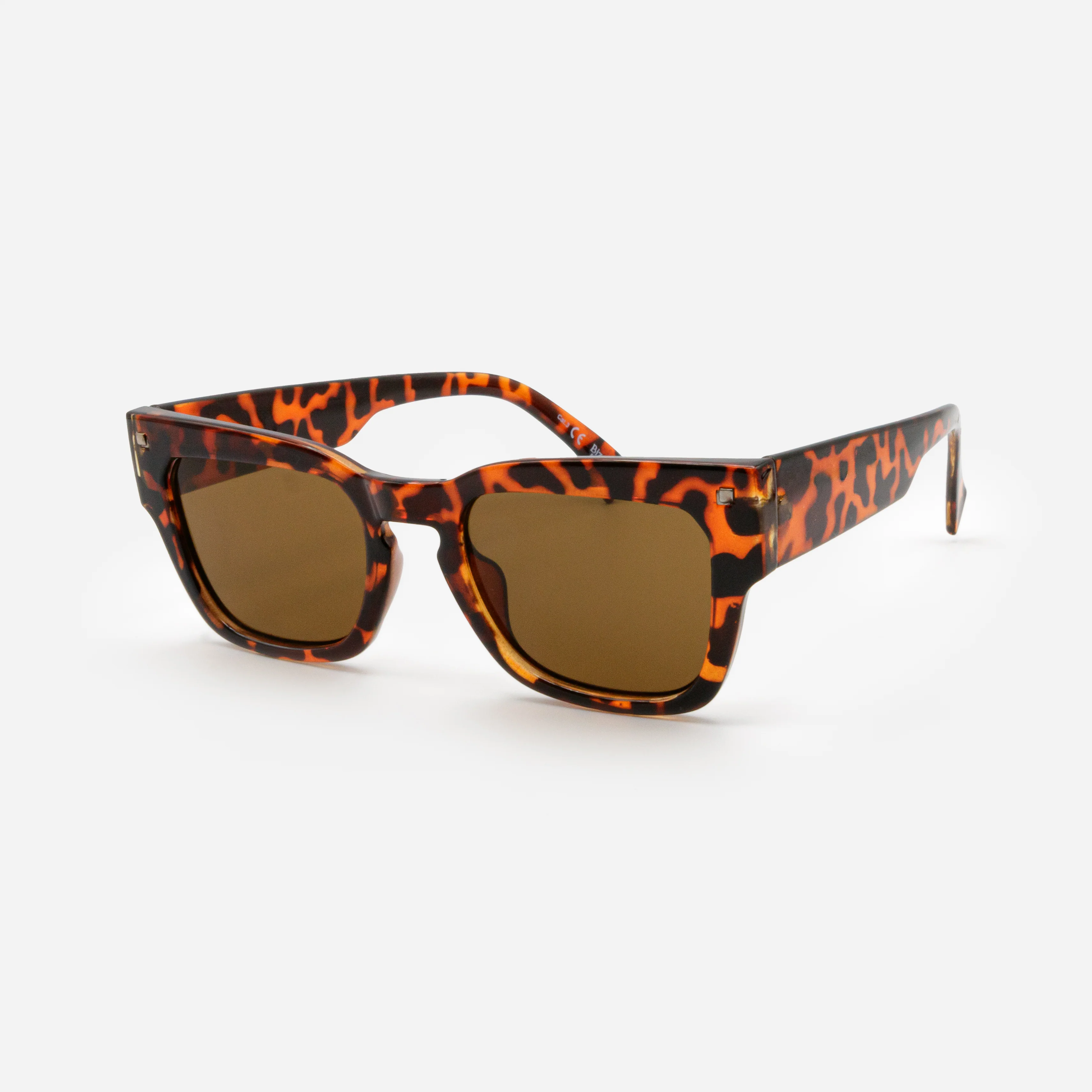 Lunettes de soleil écaille de tortue carrées avec verres bruns