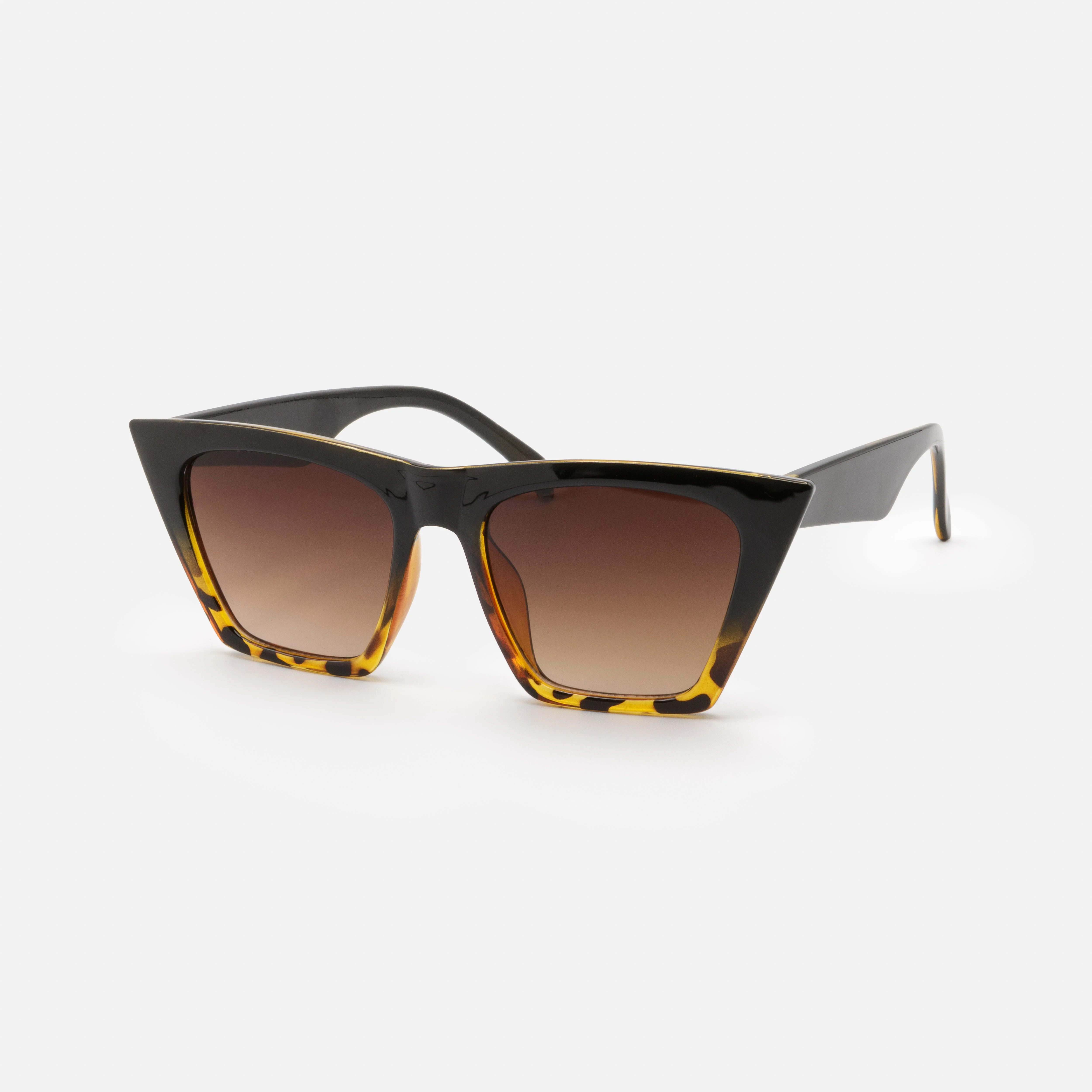 Lunettes de soleil noires et écaille tortue avec verres bruns