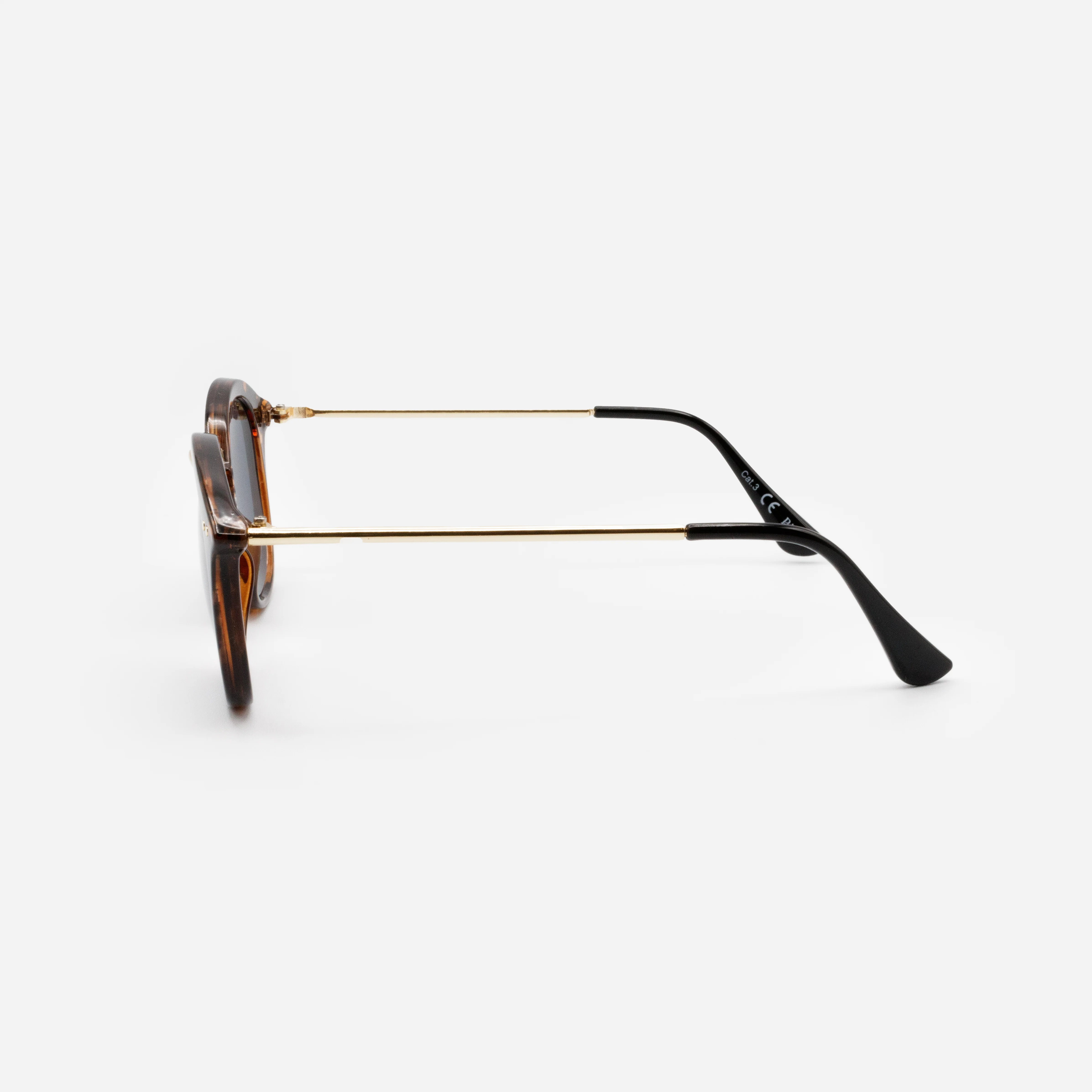 Lunettes de soleil écaille de tortue et dorées avec verres noirs - Image 2