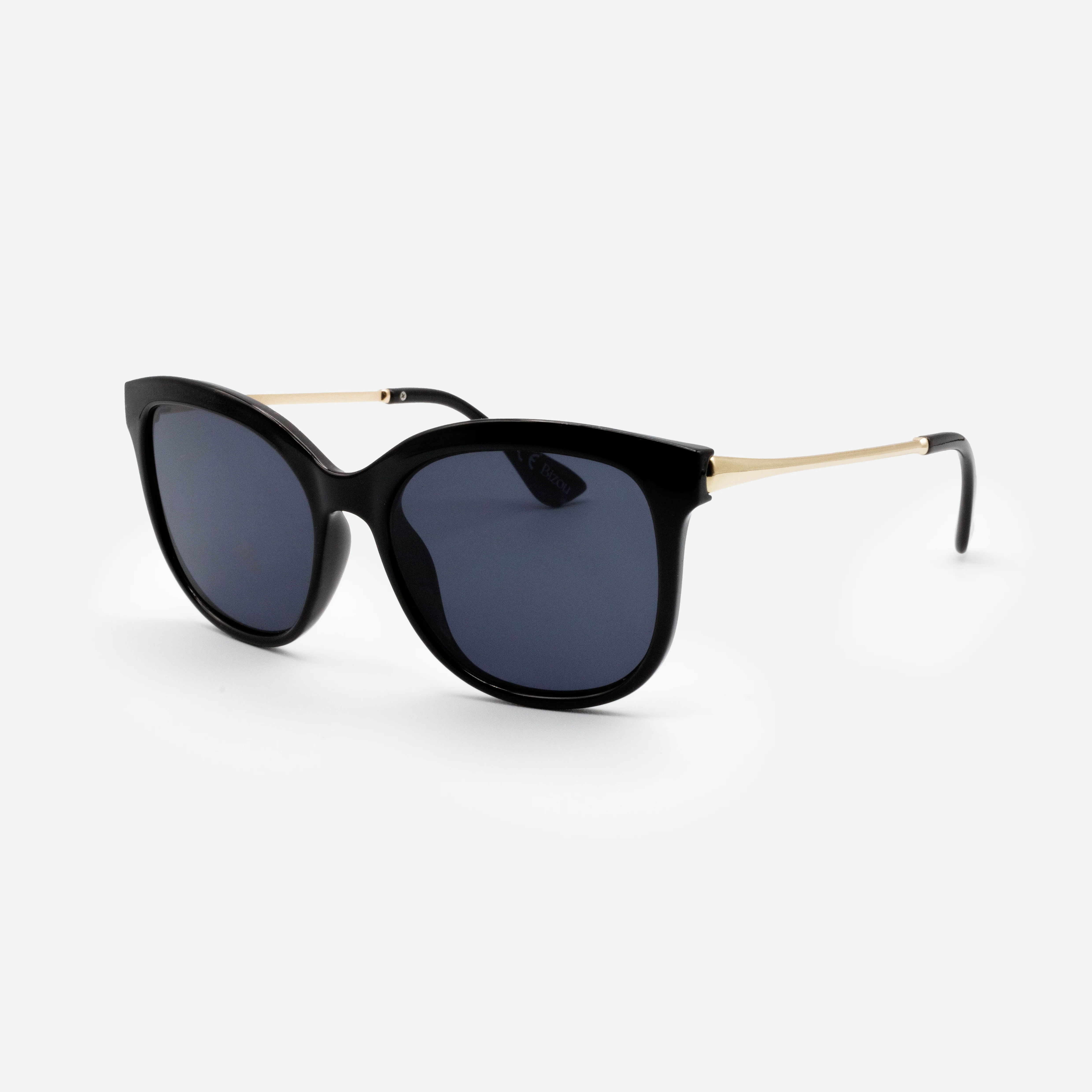 Lunettes de soleil noires et dorées avec verres noirs
