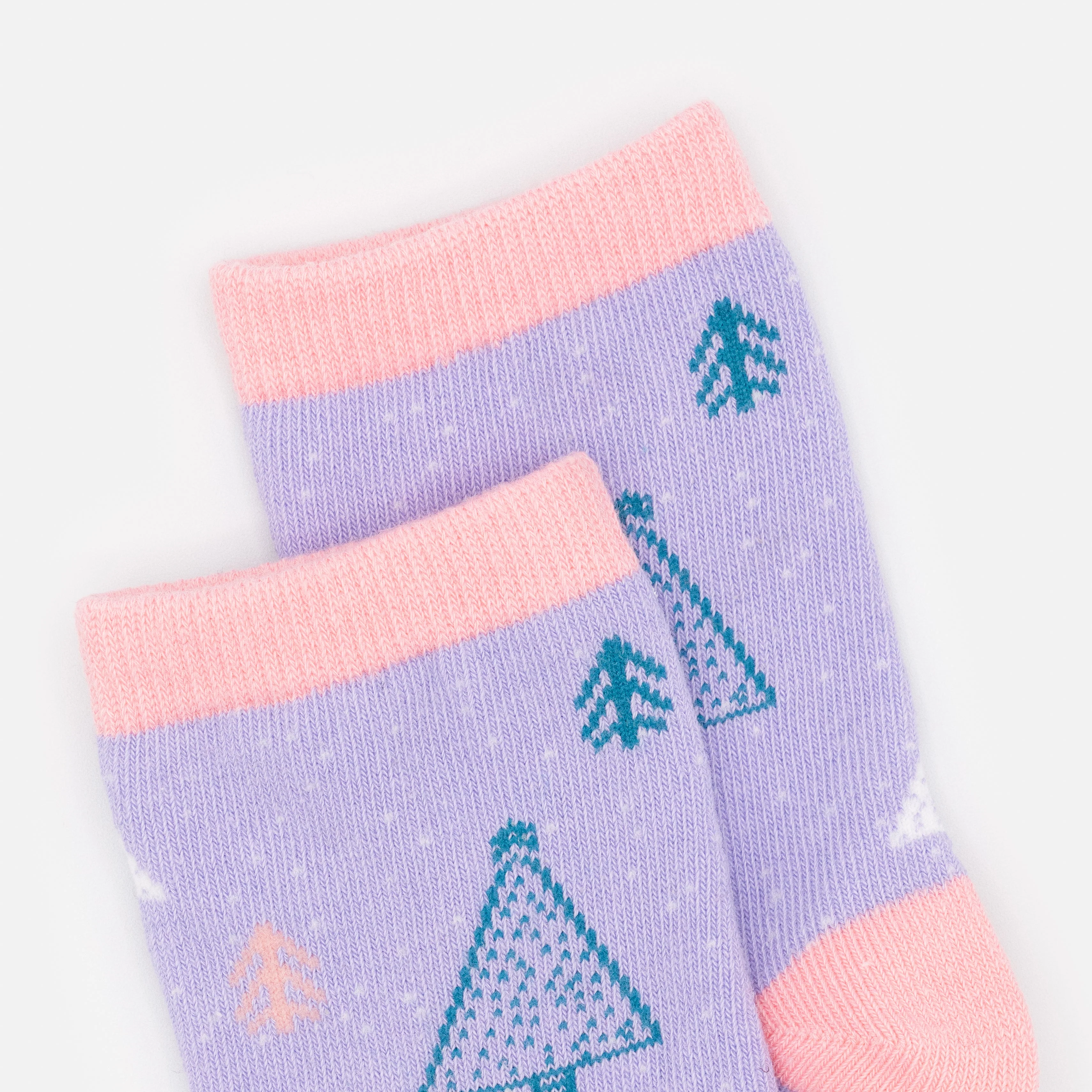 Mini bas lilas & rose pâle avec sapins sarcelle - Image 2