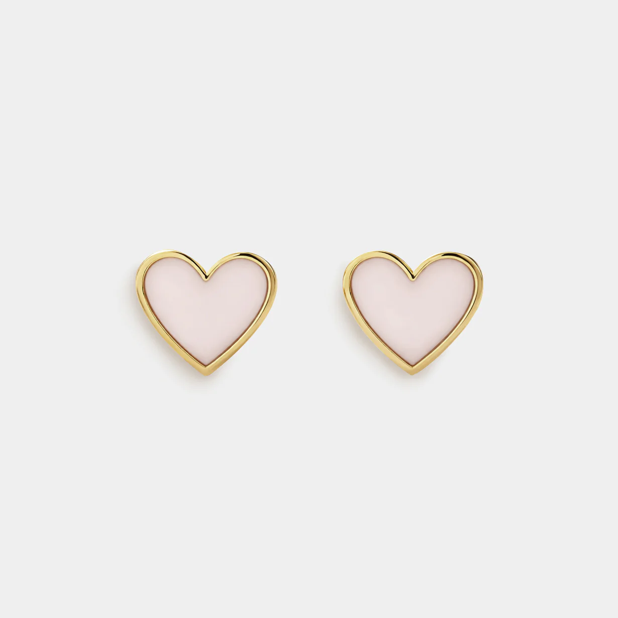 Mini boucles d'oreilles dorées coeurs rose pâle en acier inoxydable