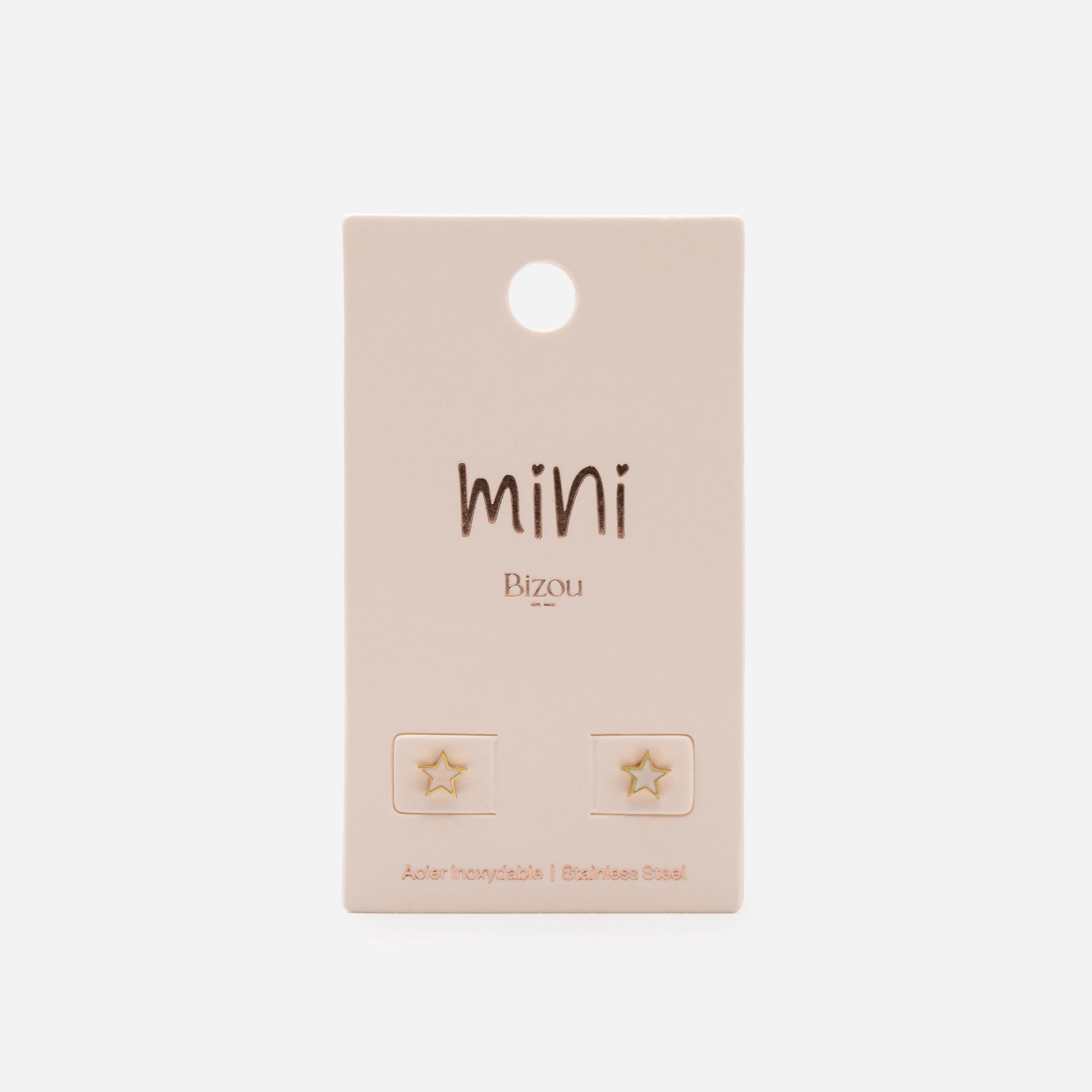 Mini boucles d'oreilles dorées étoiles rose pâle en acier inoxydable