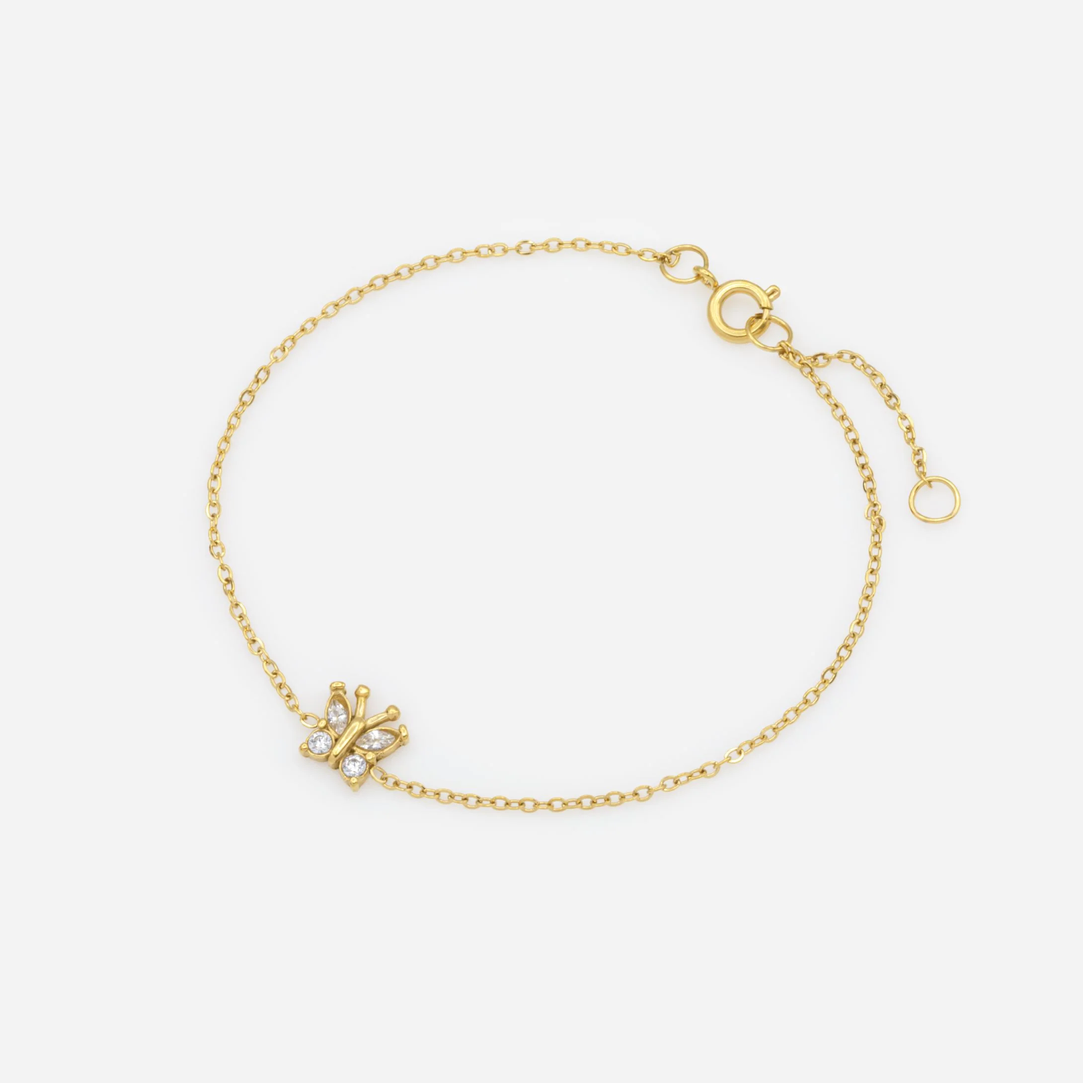 Mini bracelet doré papillon avec zircons cubiques en acier inoxydable - Image 2