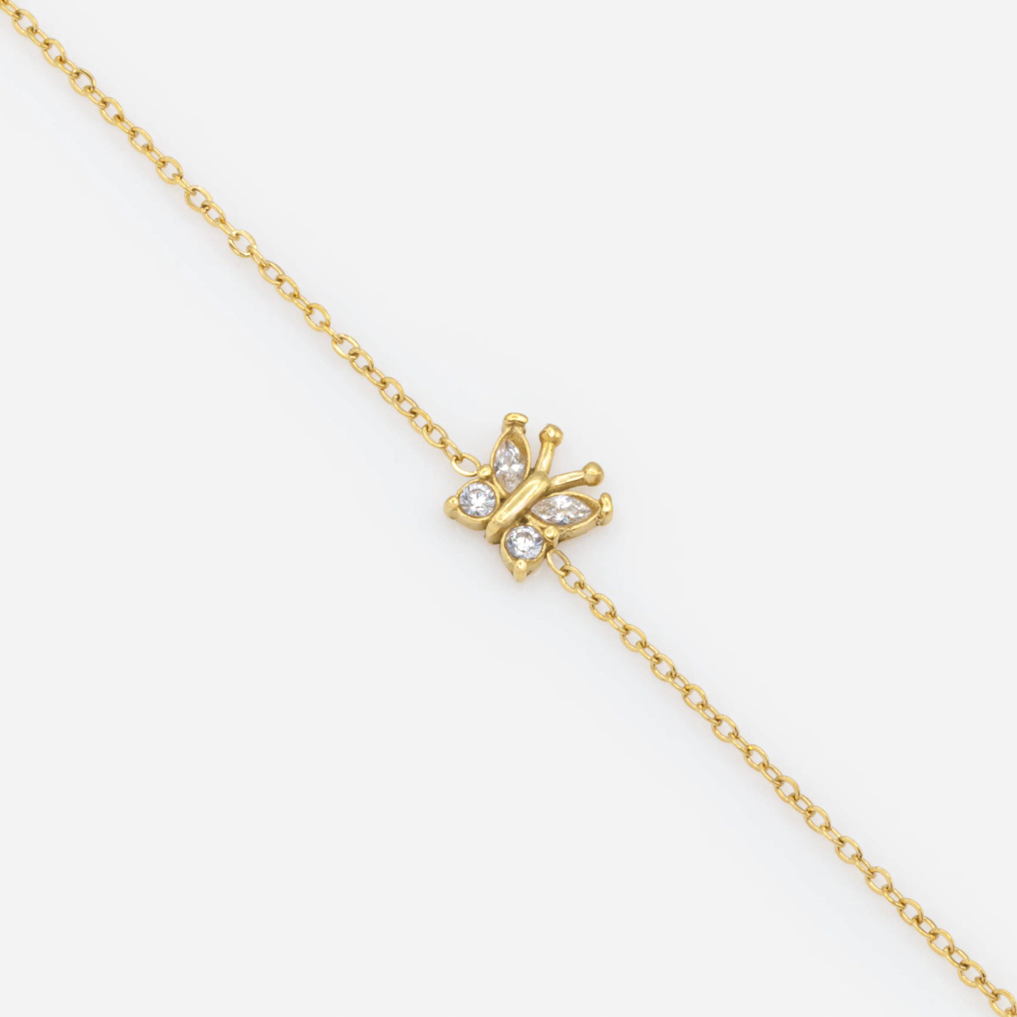 Mini bracelet doré papillon avec zircons cubiques en acier inoxydable - Image 3