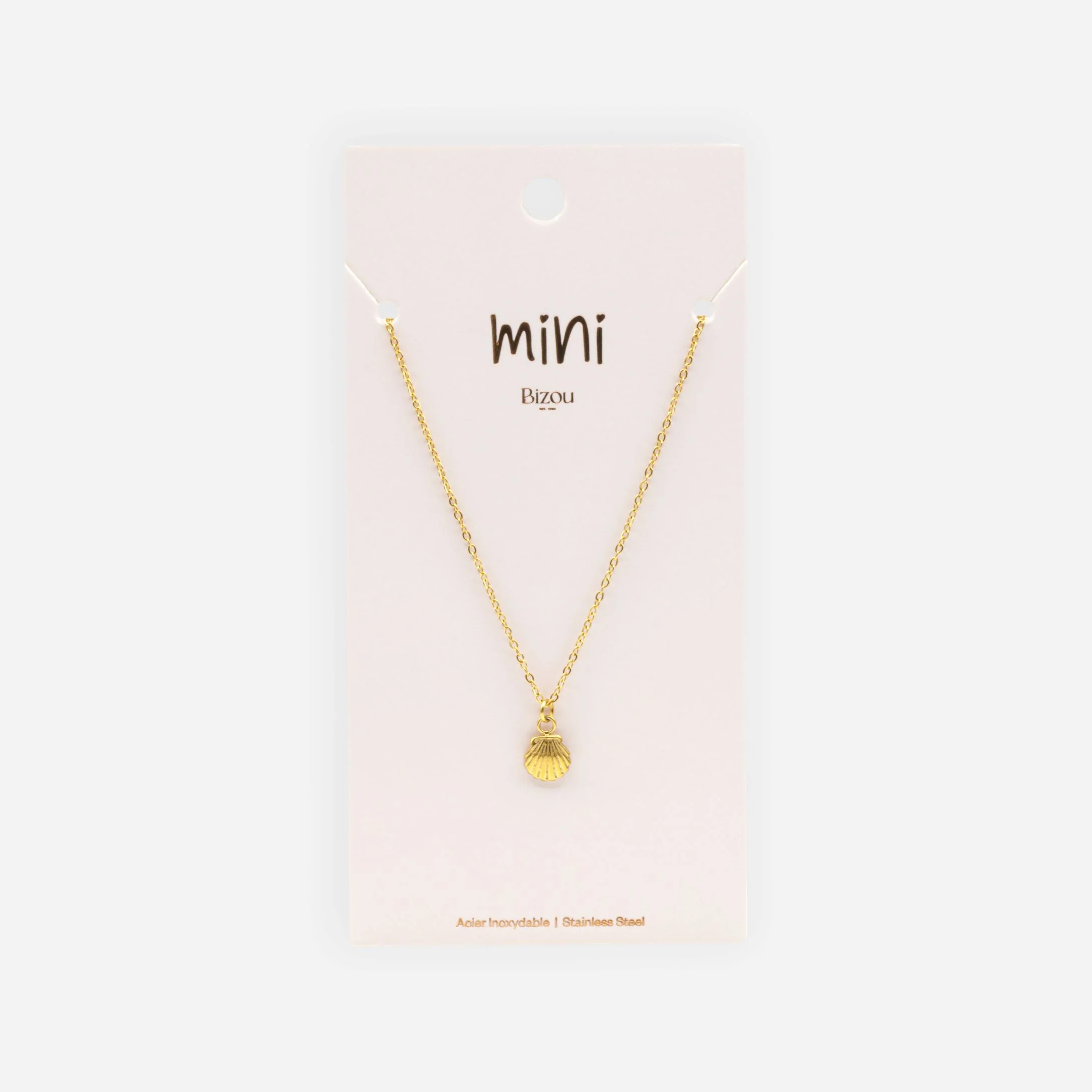 Mini collier doré breloque coquillage en acier inoxydable
