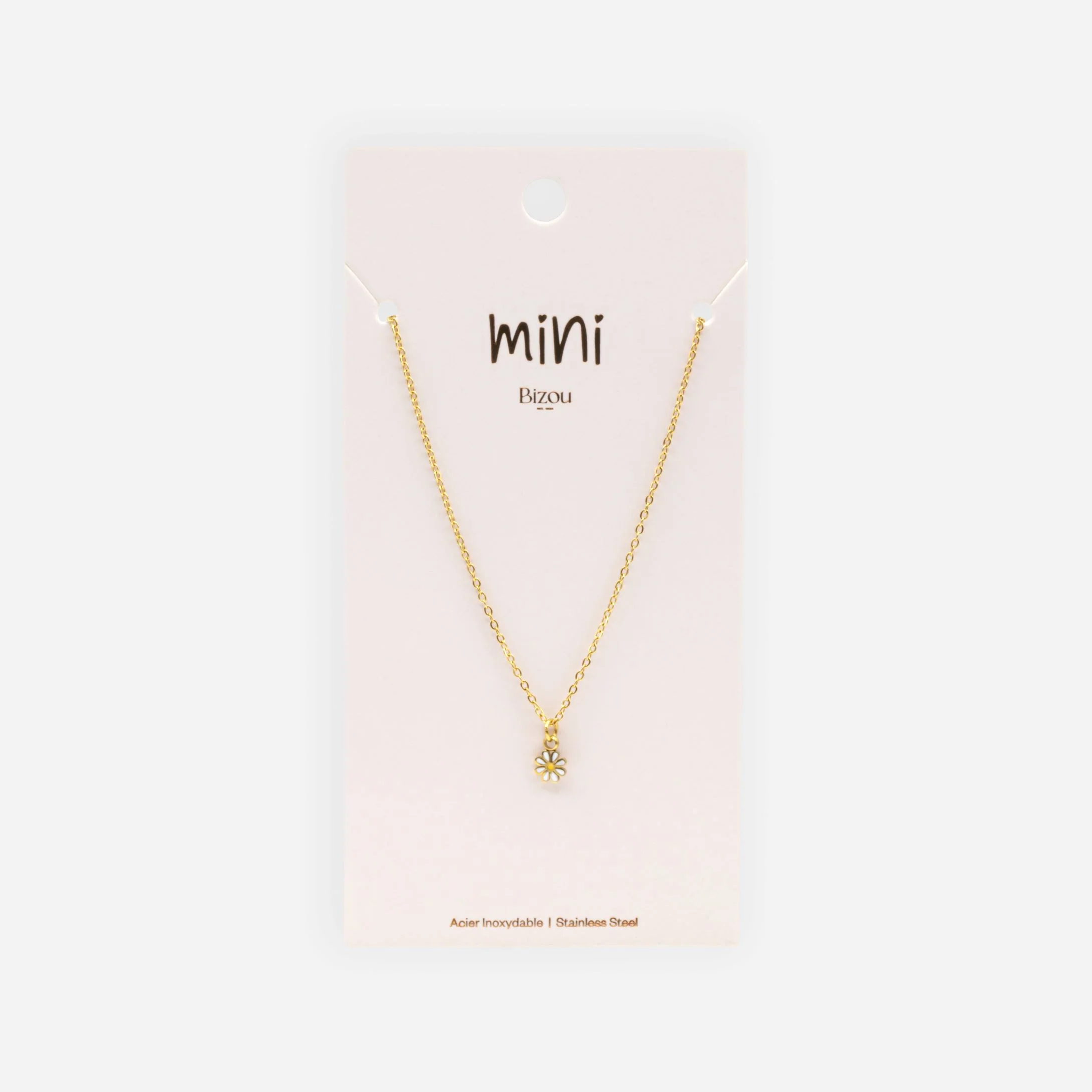 Mini collier doré breloque marguerite en acier inoxydable