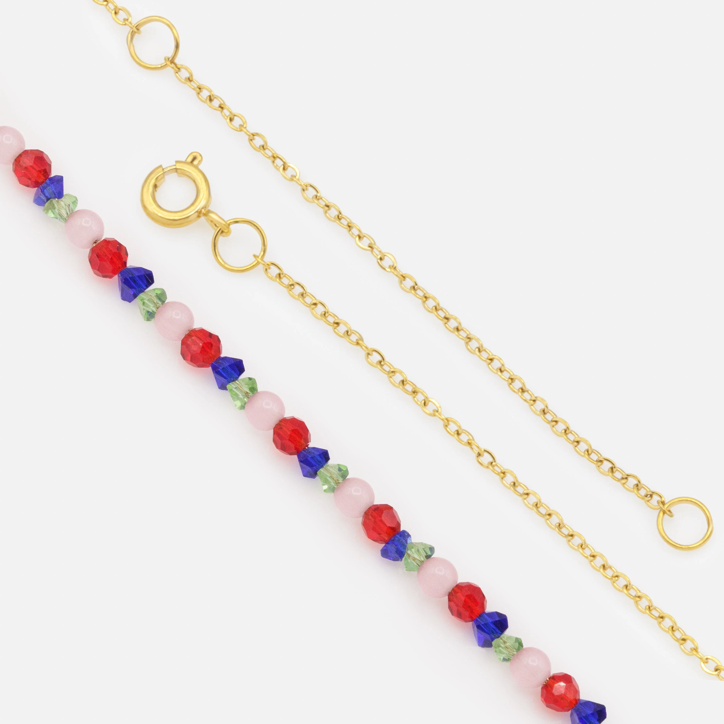 Mini collier doré en acier inoxydable & billes colorées - Image 2